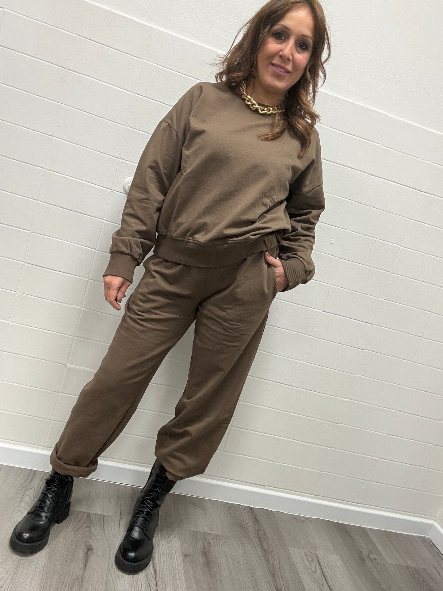 Tuta coordinato felpa + pantalone moro