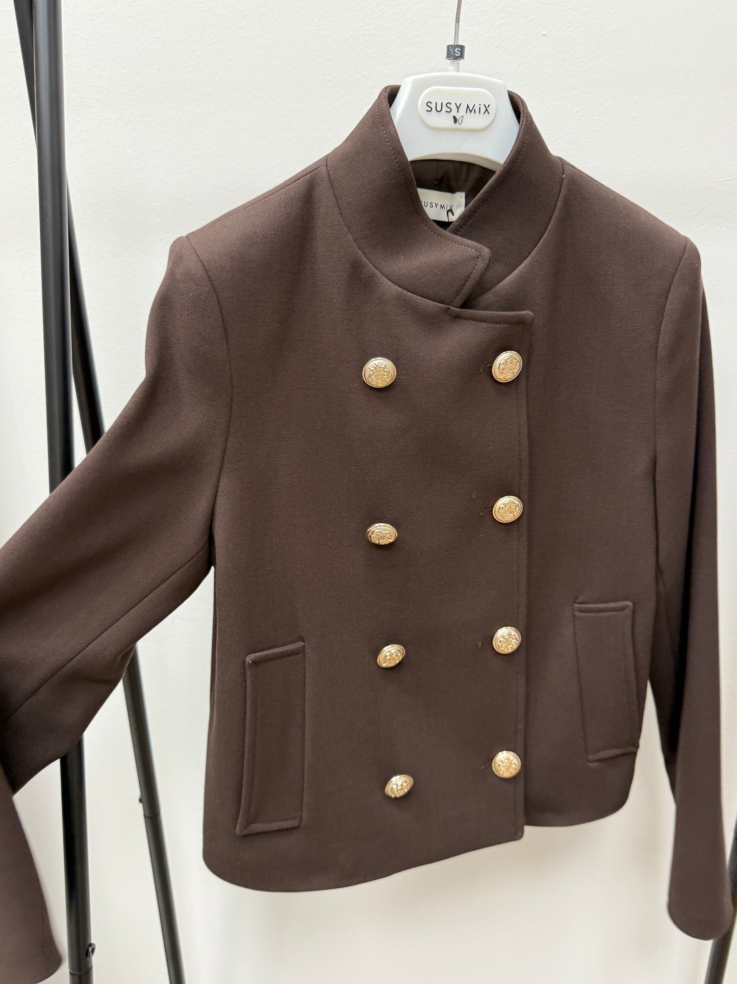 Cappotto corto doppiopetto Moro