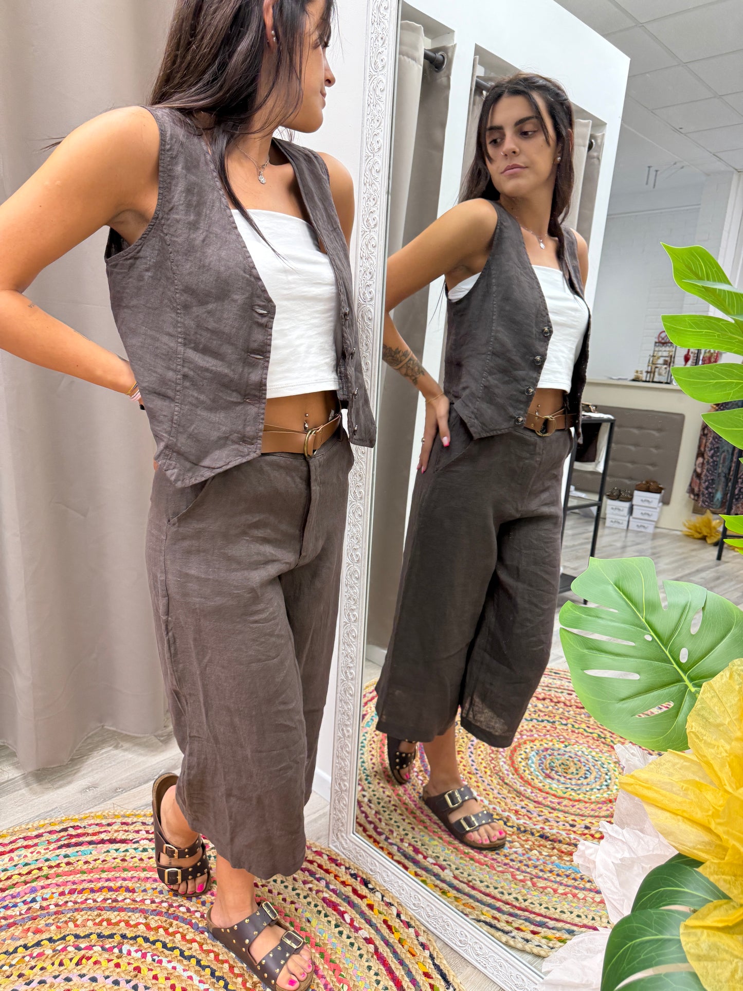 Gilet in lino moro Haveone