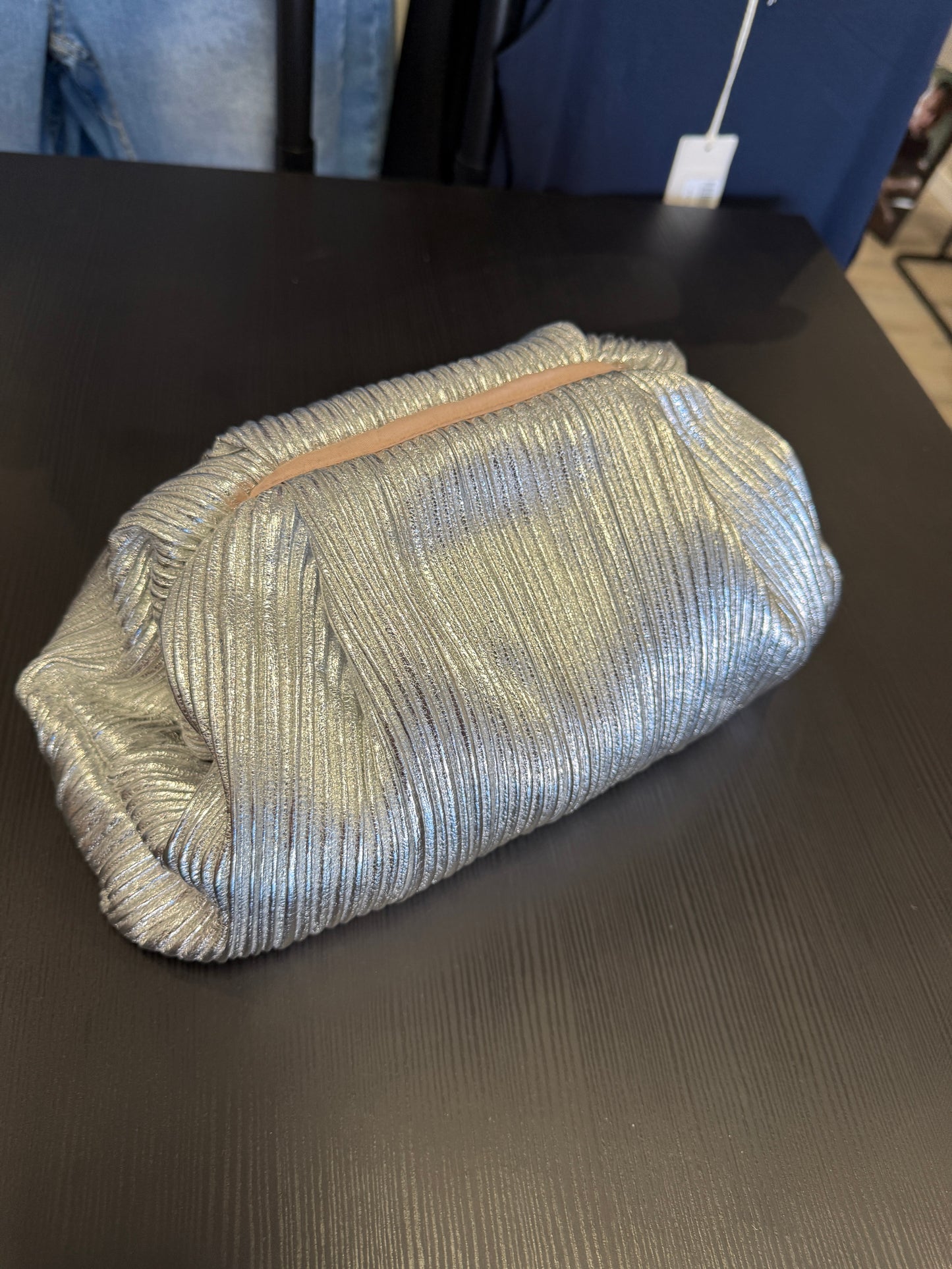 Borsa clutch silver metal