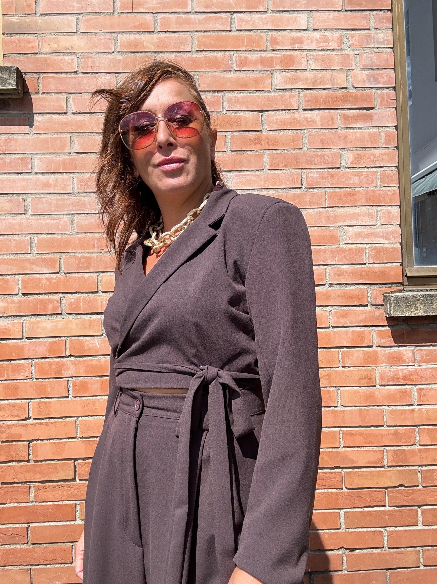 Kiki Six Giacca Crop Incrociata con Laccio Moro