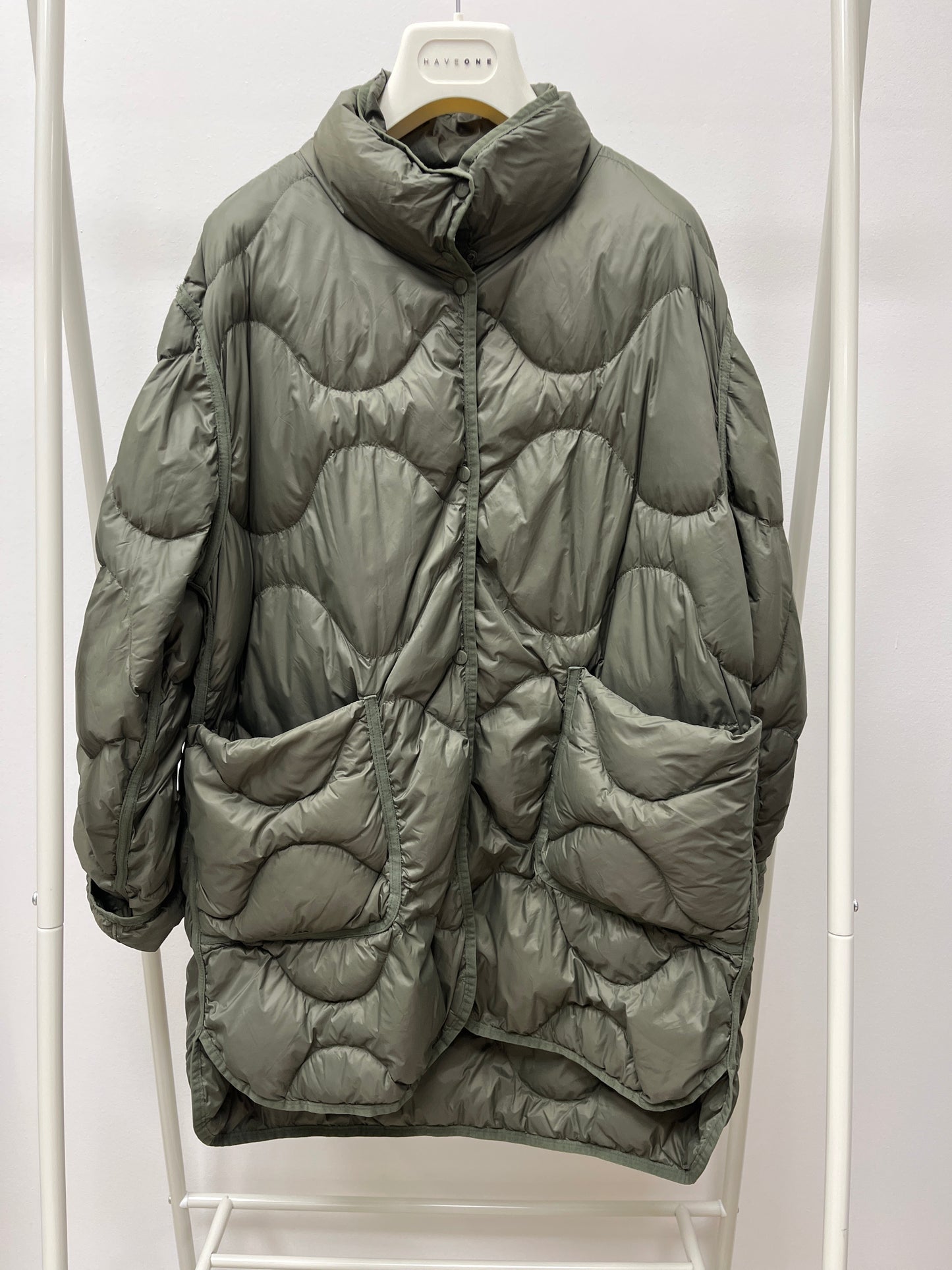 HaveOne Piumino Lungo Trapuntato Verde Militare