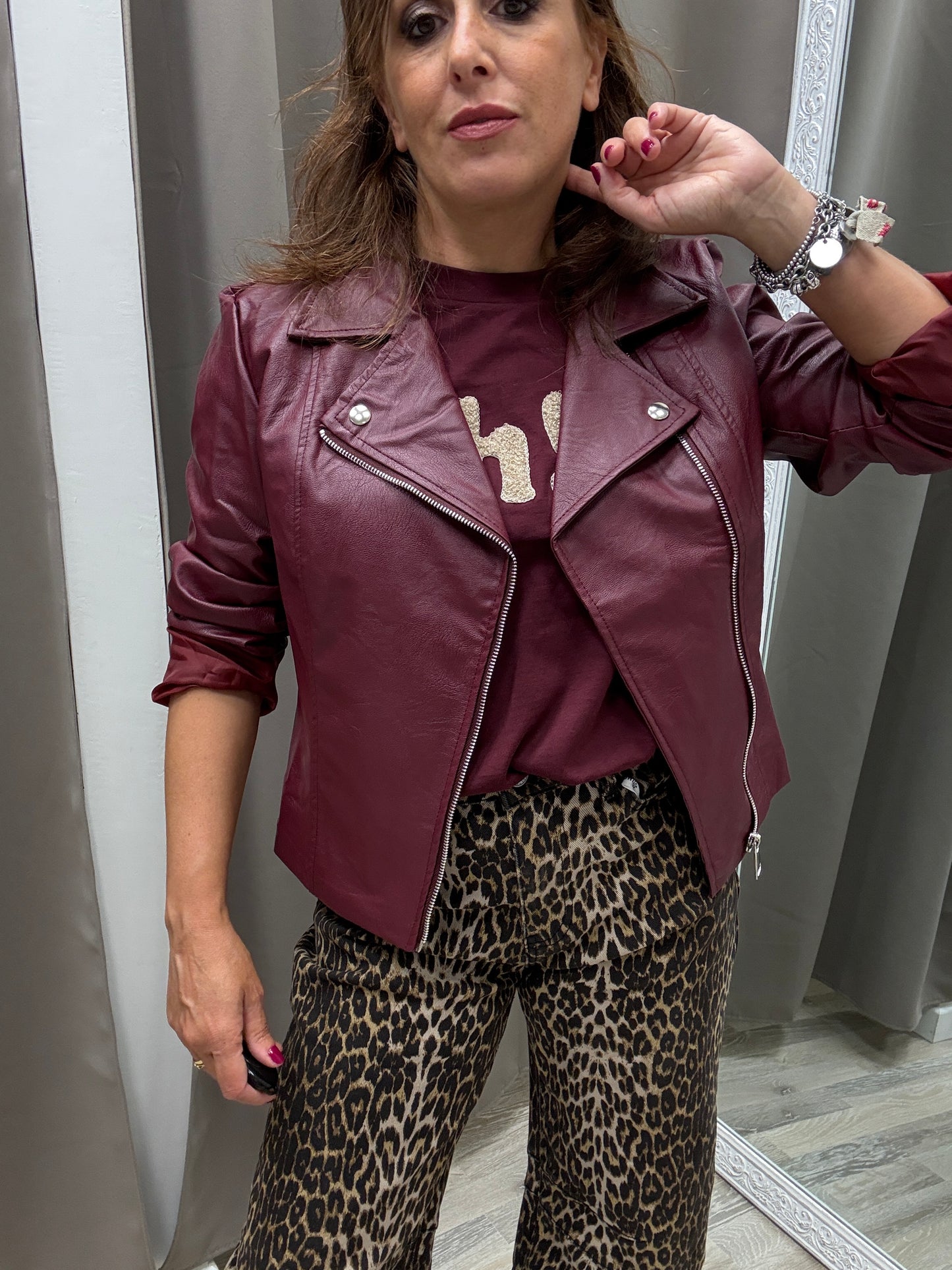 Chiodo ecopelle Susy Mix Vino