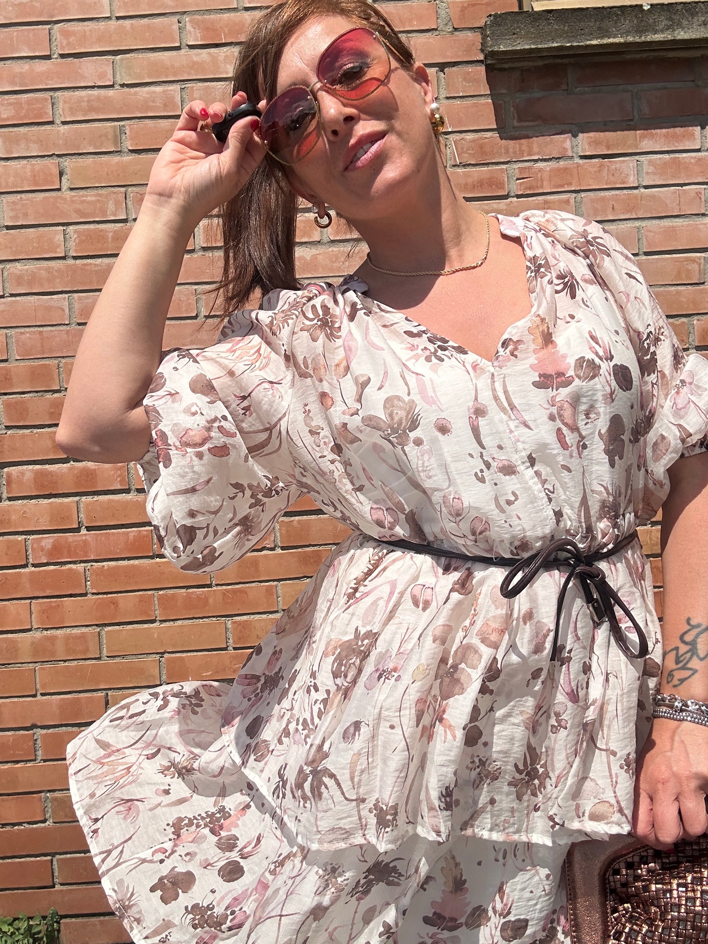 Susy Mix abito fiori con balze