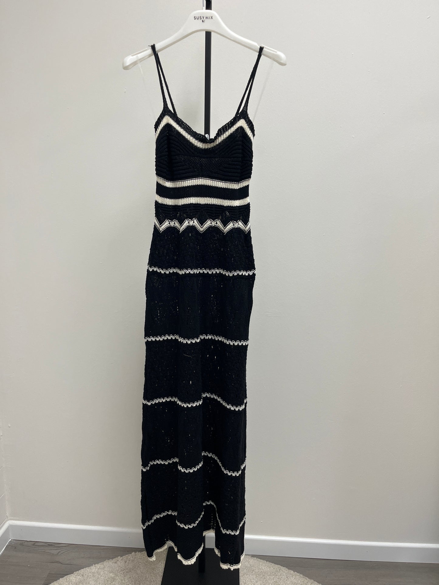 Susy Mix Abito Lungo Crochet Nero