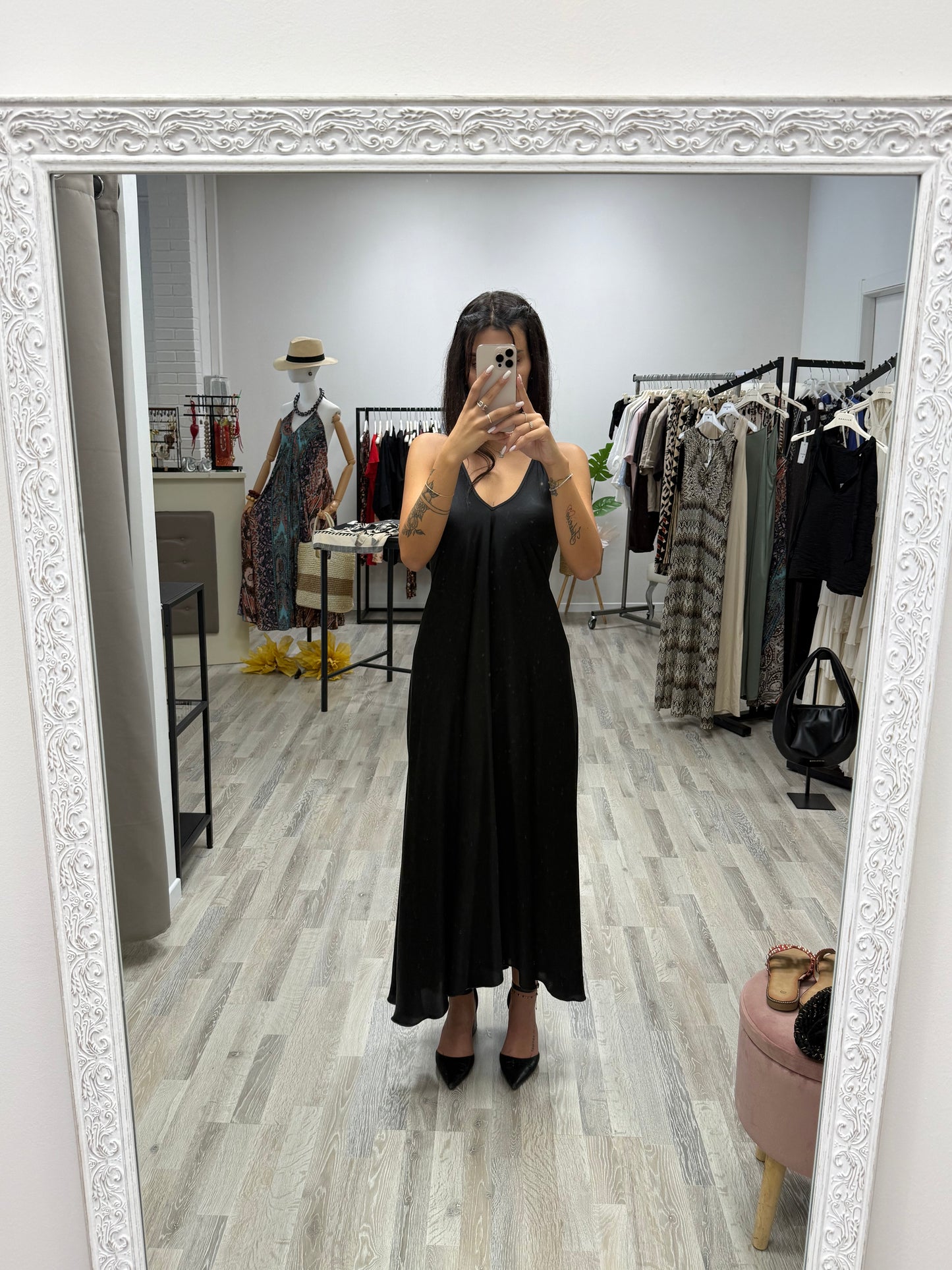 Abito fazzoletto in viscosa nero Haveone