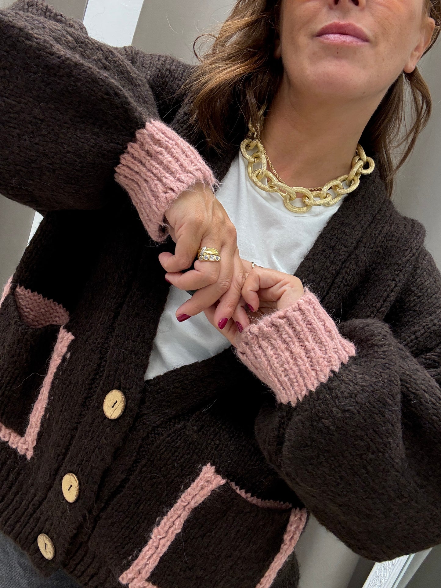 HaveOne Cardigan Tre Bottoni Moro