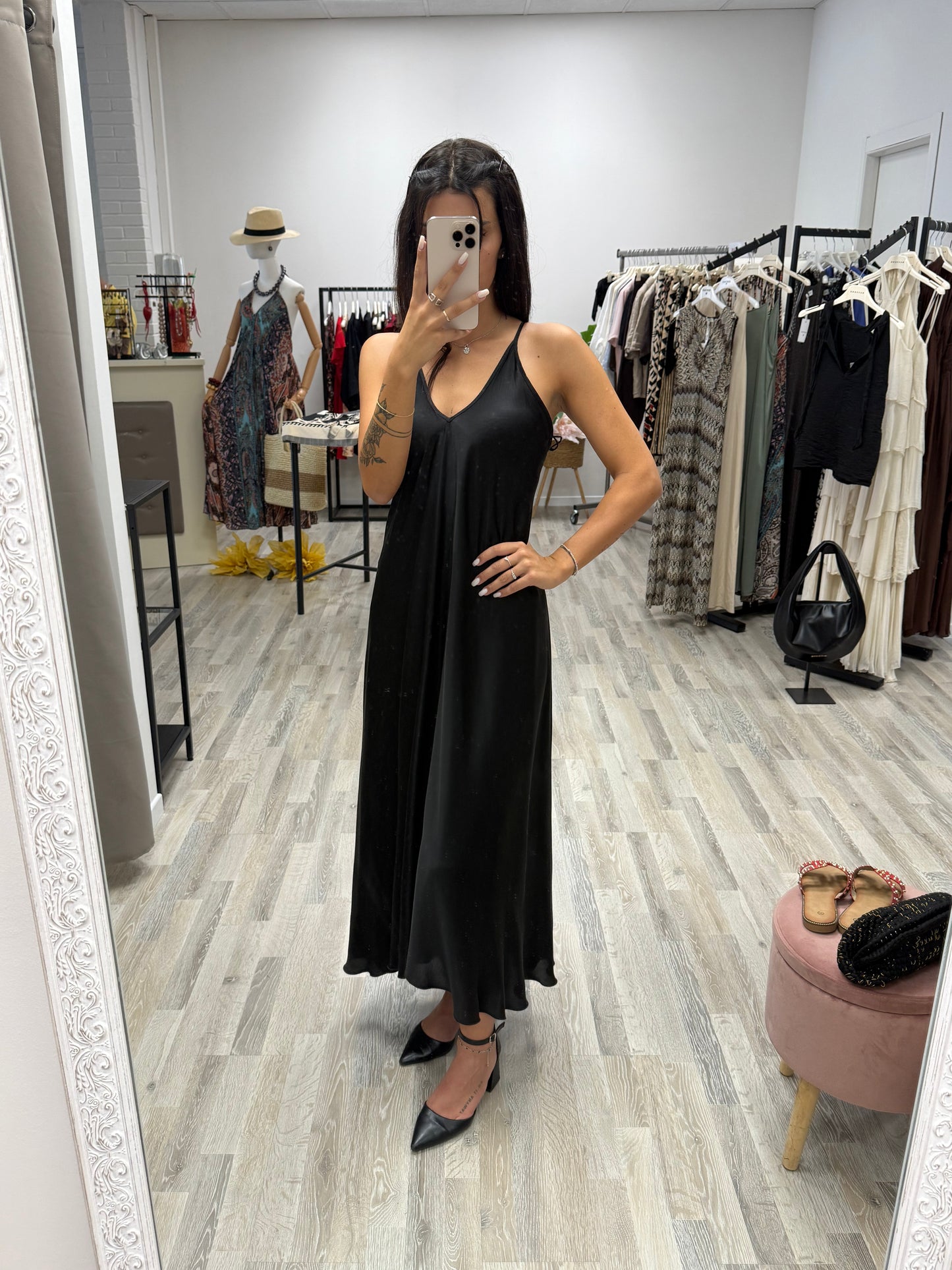 Abito fazzoletto in viscosa nero Haveone