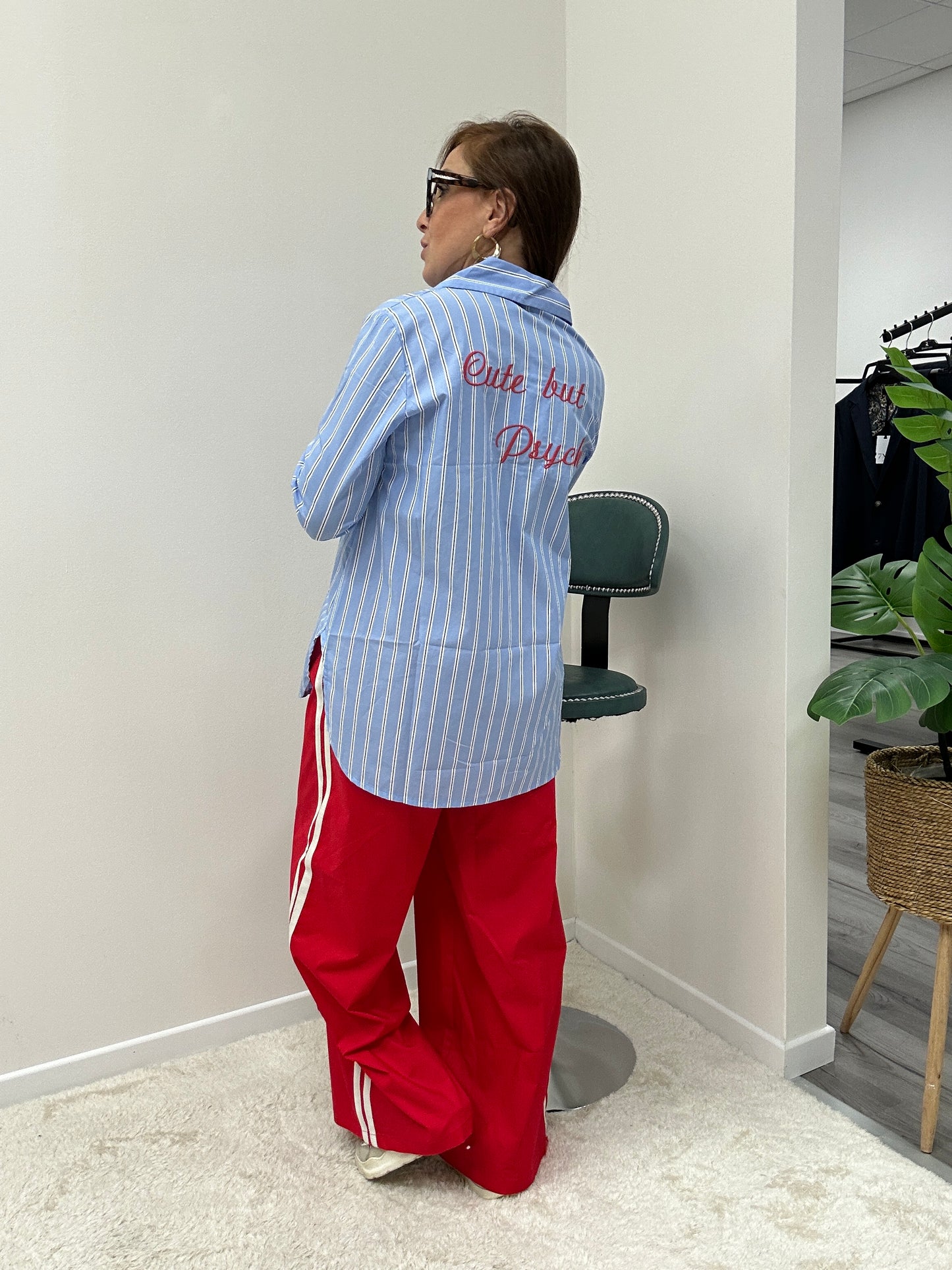 Susy Mix Pantalone Palazzo rosso con Banda Laterale