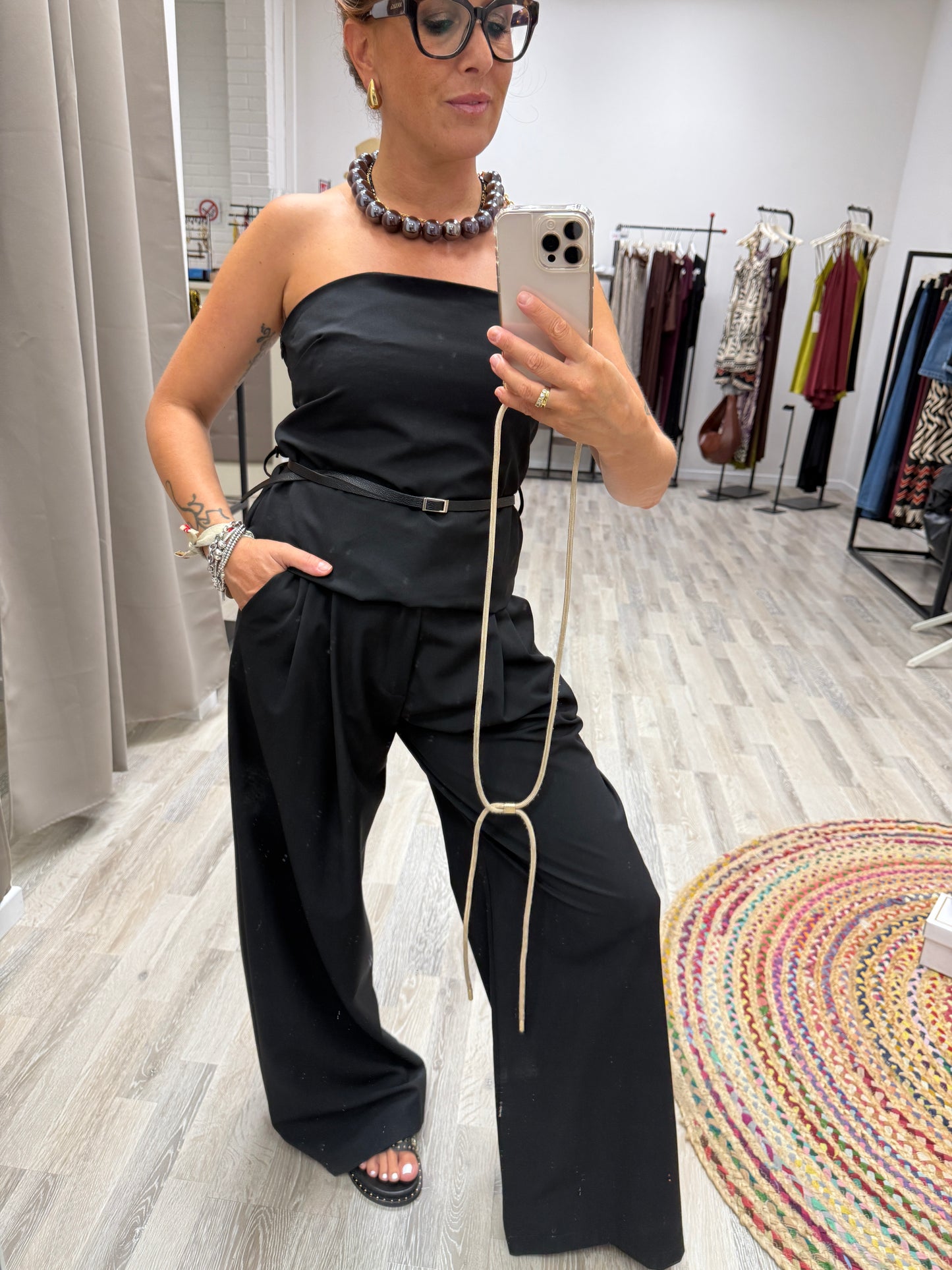 My D Completo nero con Top e Pantalone Palazzo
