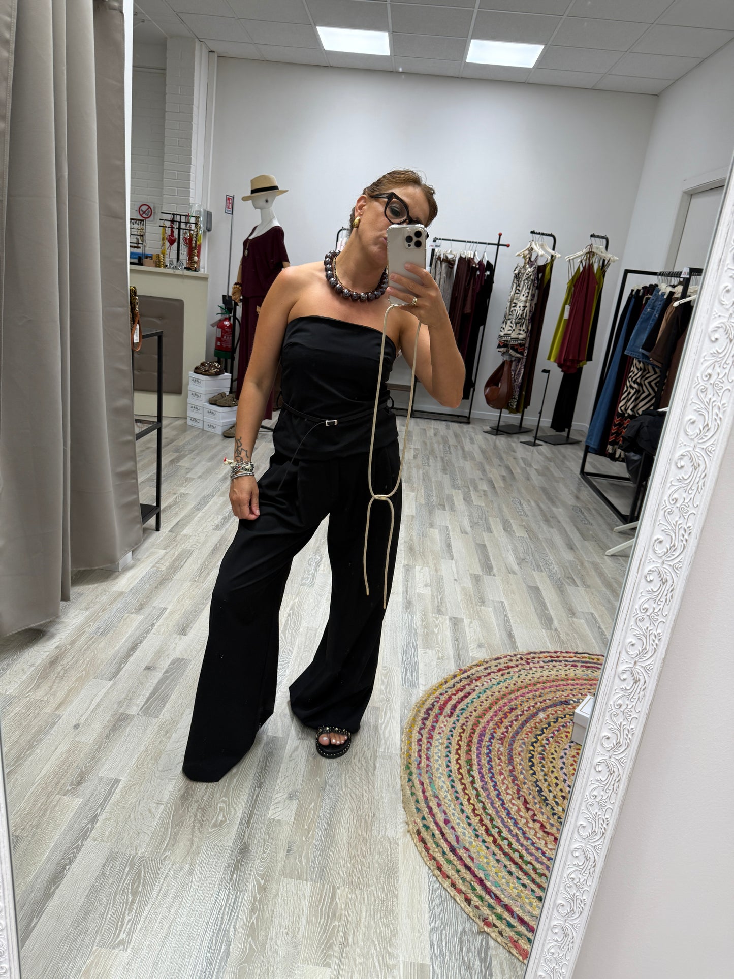 My D Completo nero con Top e Pantalone Palazzo