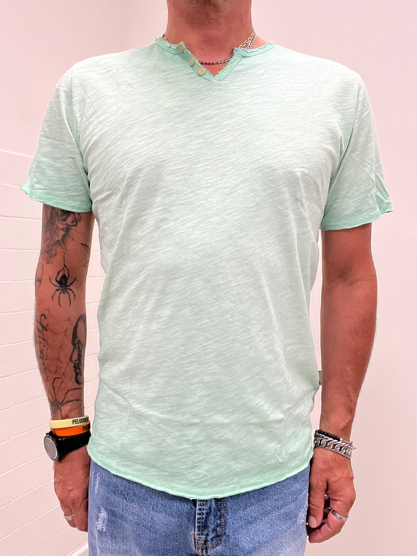 Gianni Lupo T-Shirt Scollo a V Verde