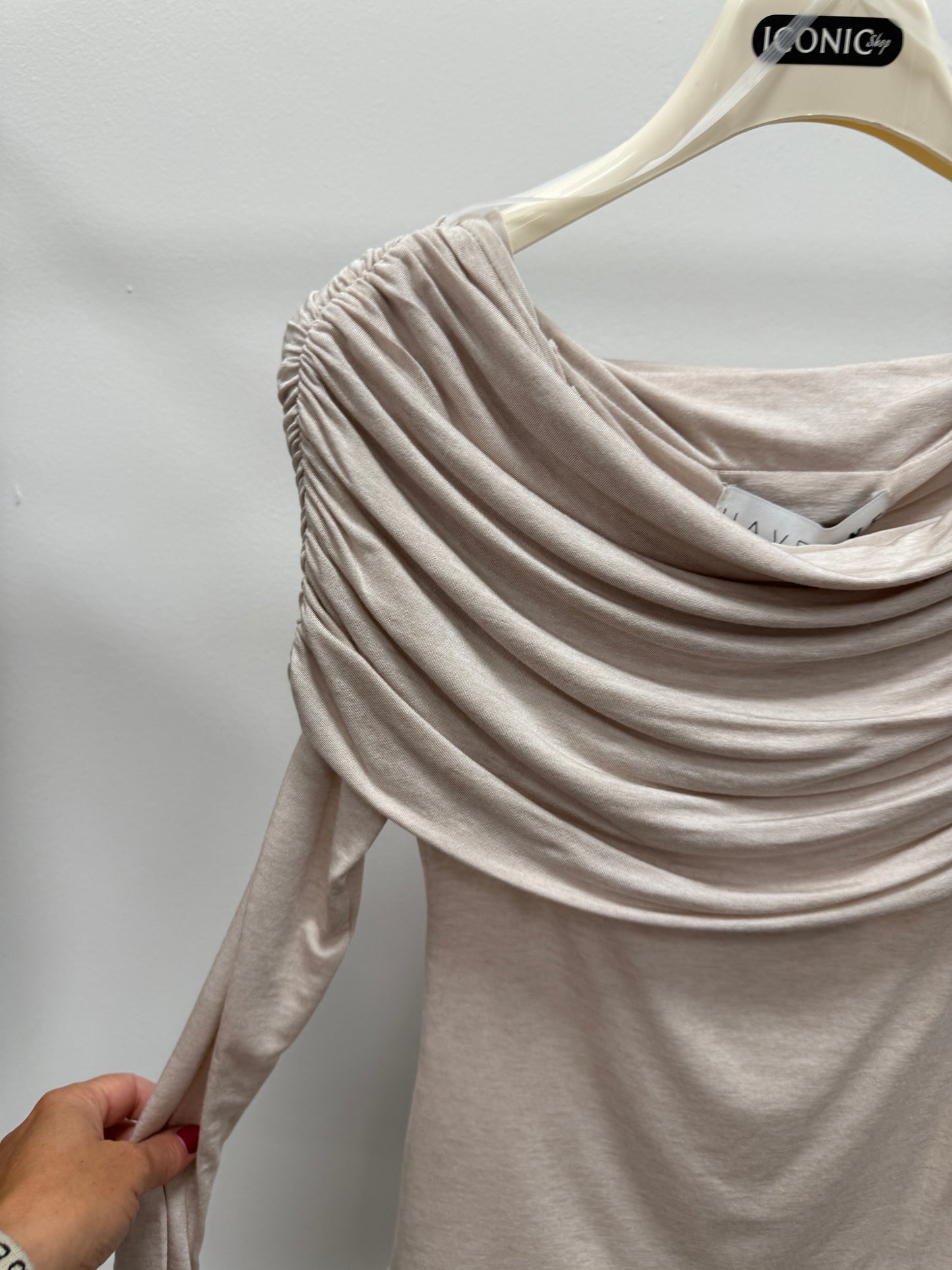 Maglia scollo shiffer beige Haveone
