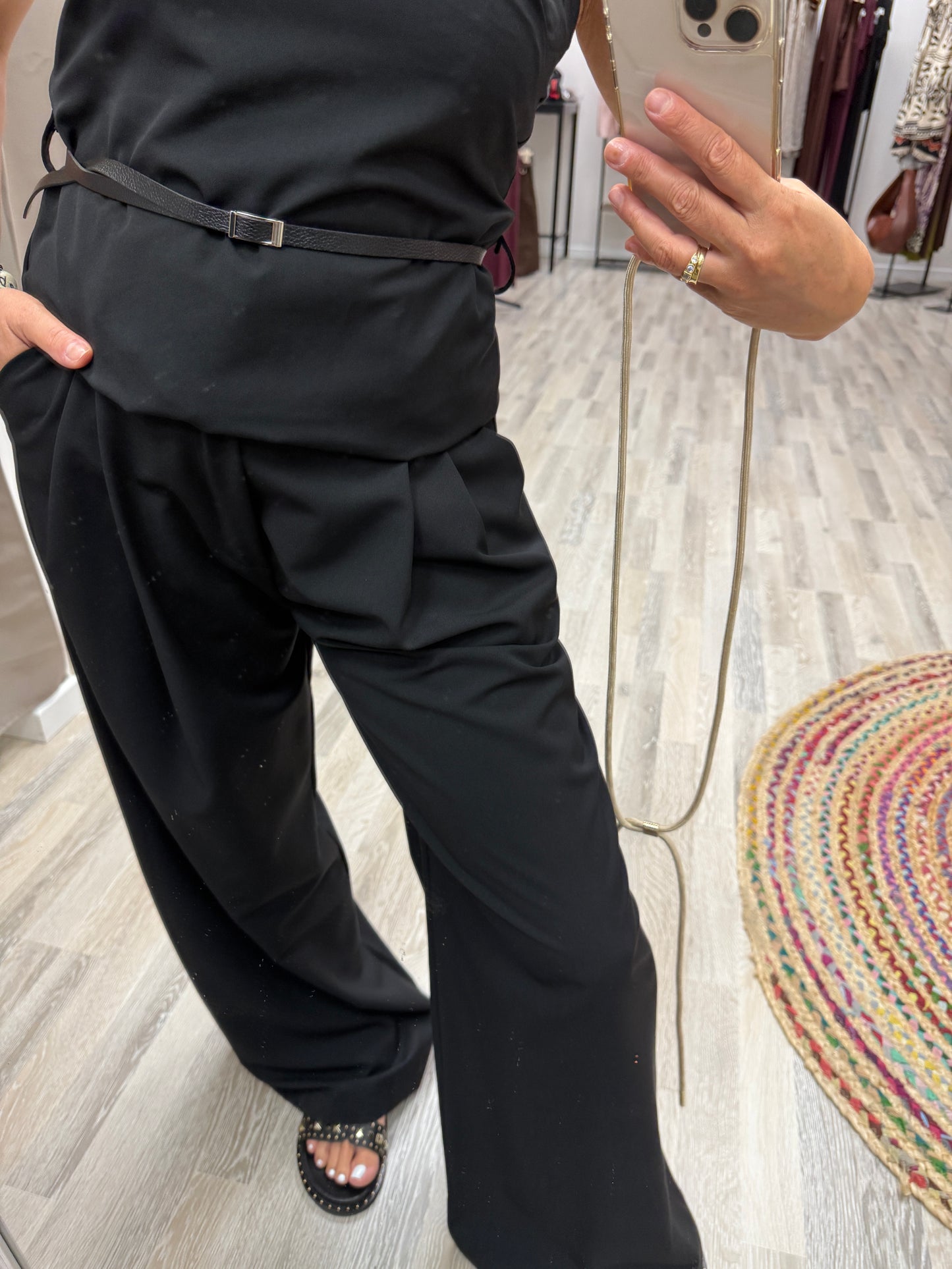 My D Completo nero con Top e Pantalone Palazzo