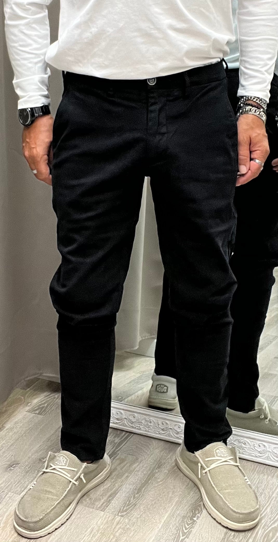 Gianni Lupo Pantalone Chinos Uomo Modello Tahoma Nero