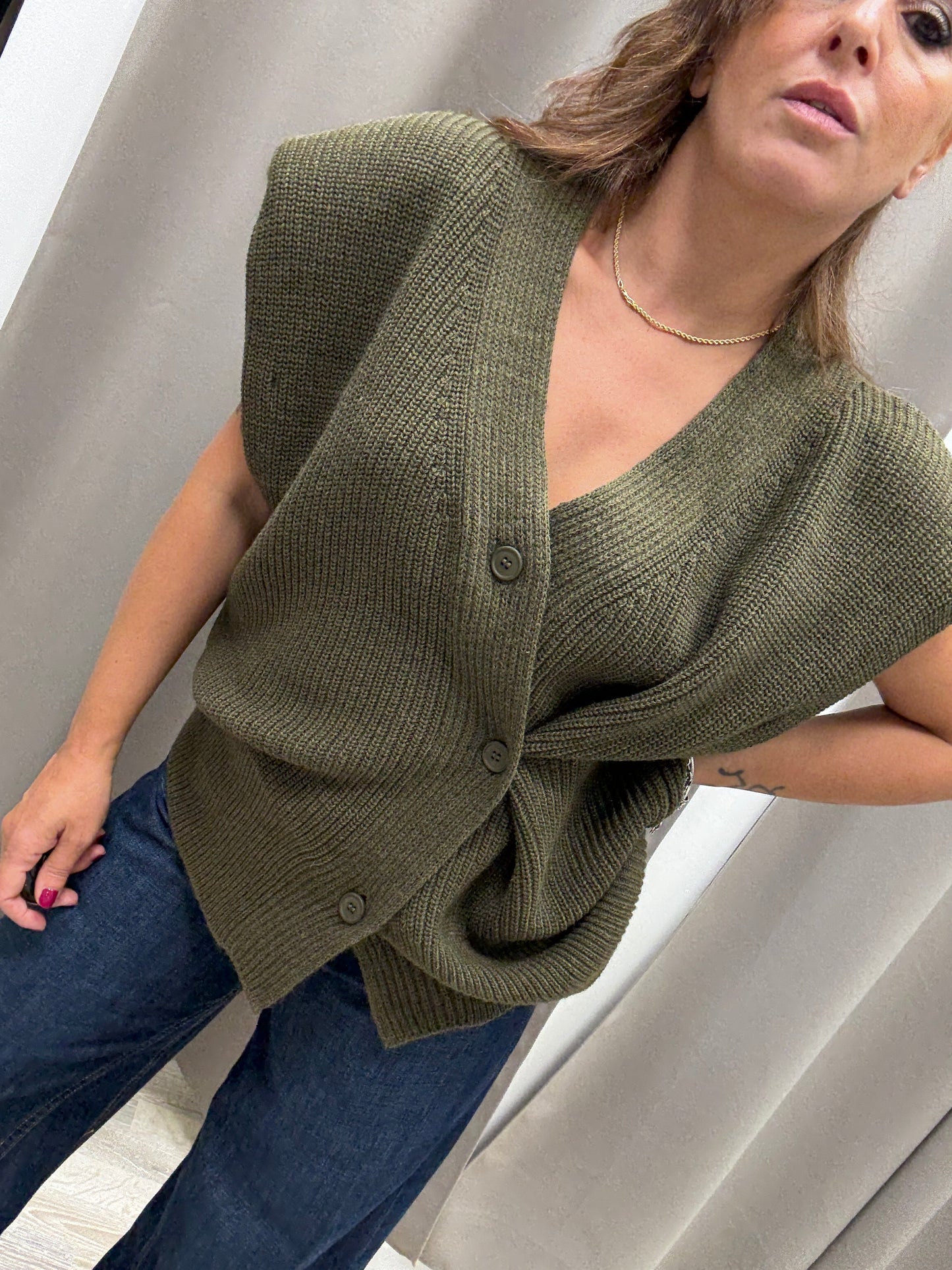 Gilet asimmetrico verde Haveone