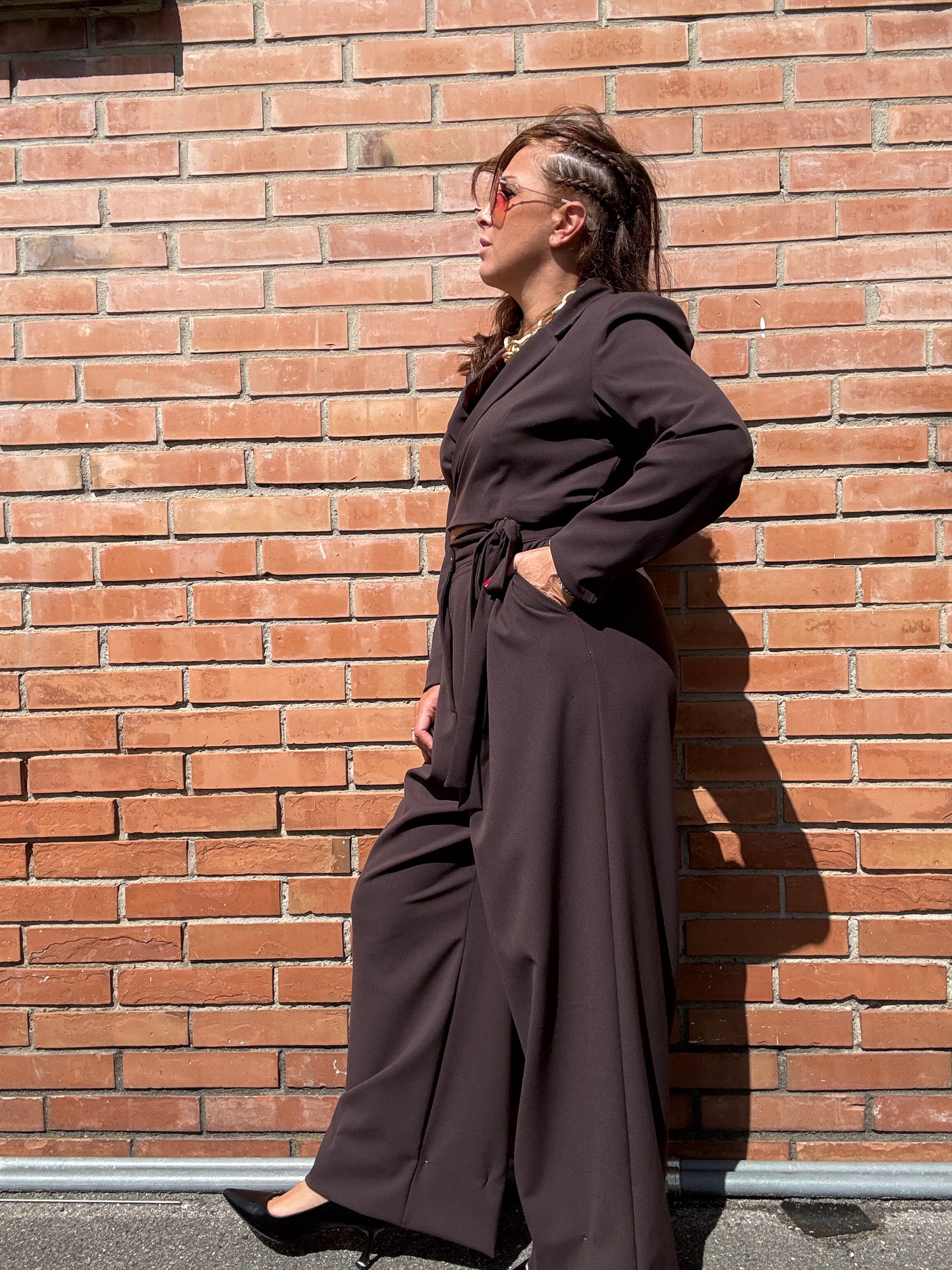 Kiki Six Pantalone Palazzo con Pinces Moro