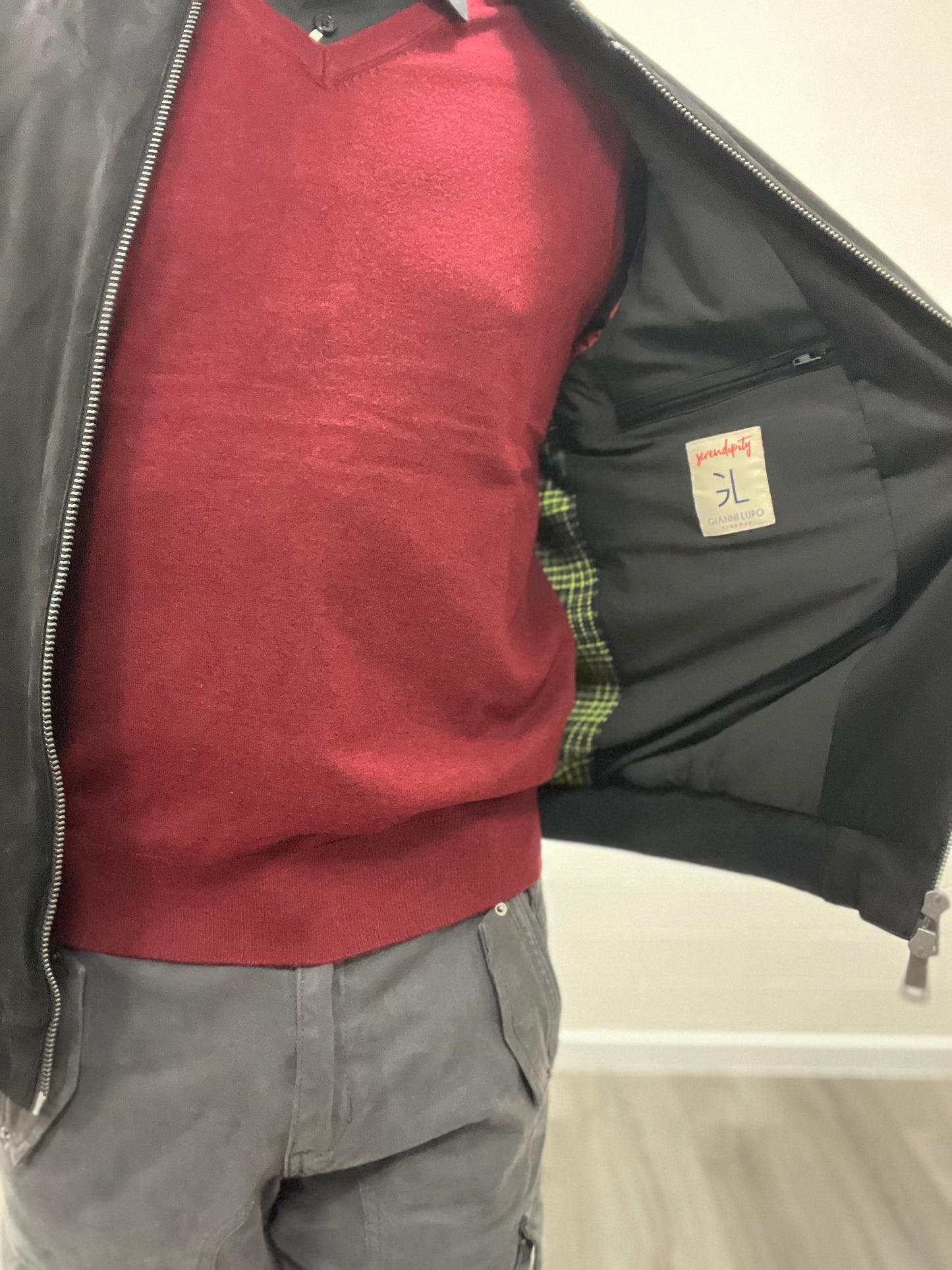 Giacca Bomber in Ecocamoscio Nero Gianni Lupo