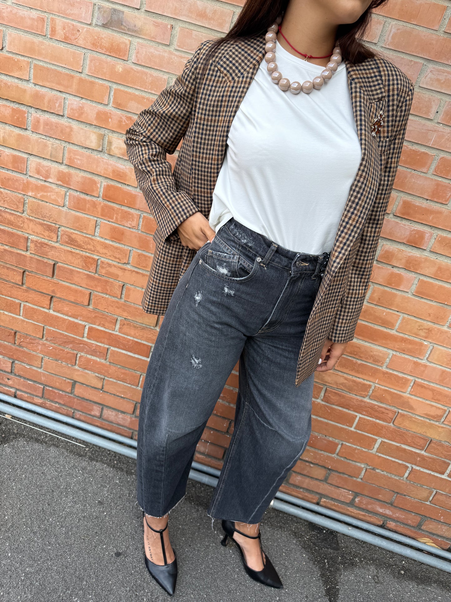Giacca pied-de-poule spilla HAVEONE