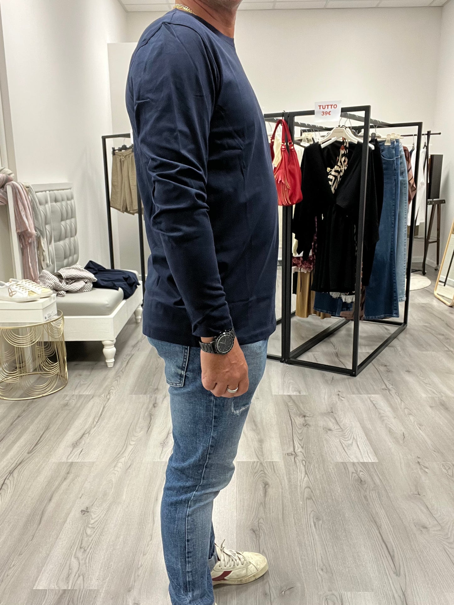 Gianni Lupo T-Shirt Manica Lunga Blu Navy