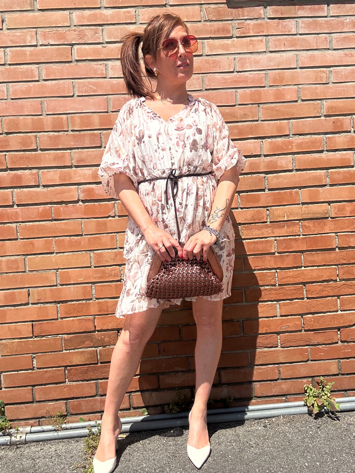 Susy Mix abito fiori con balze