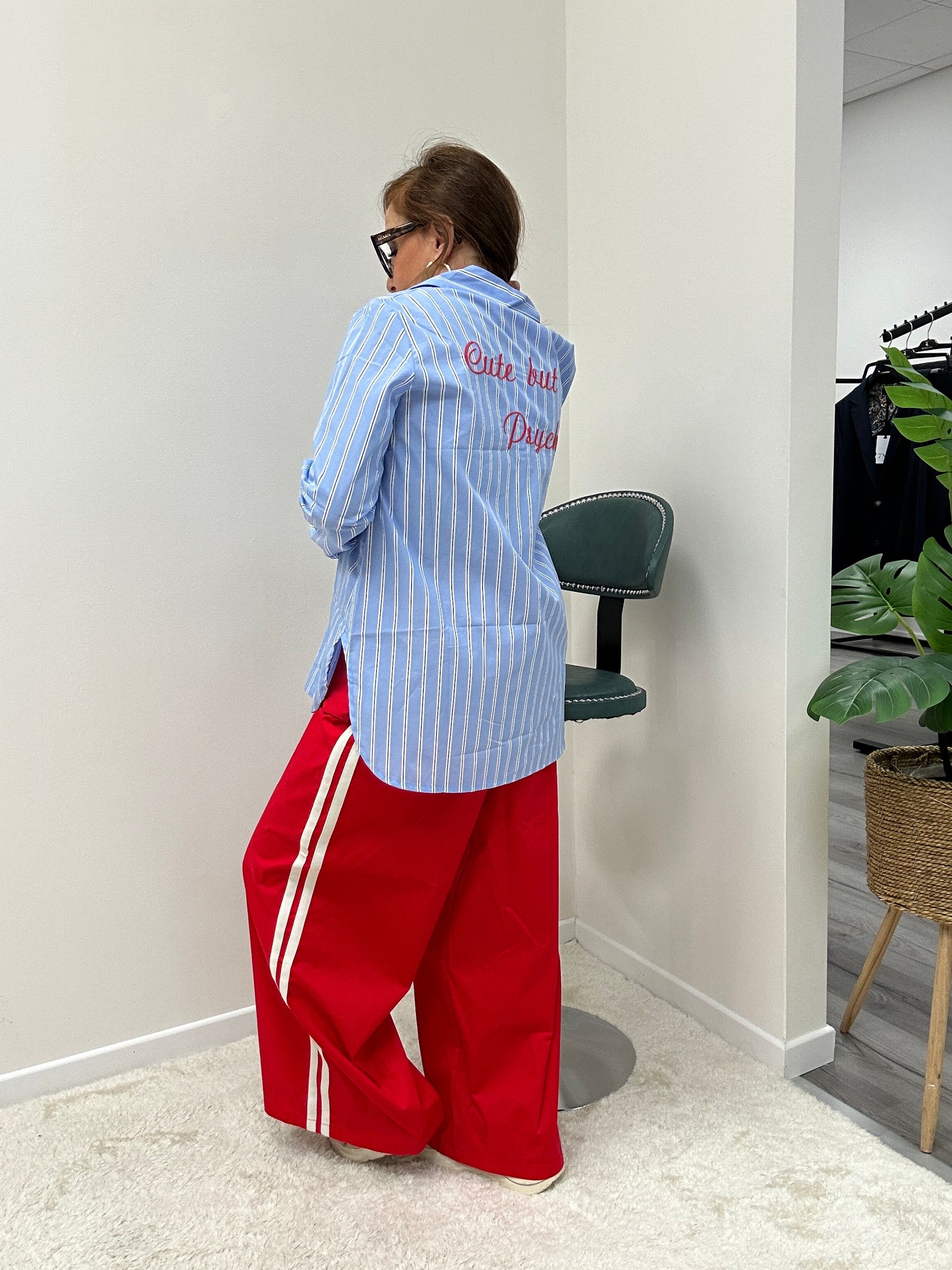Susy Mix Pantalone Palazzo rosso con Banda Laterale