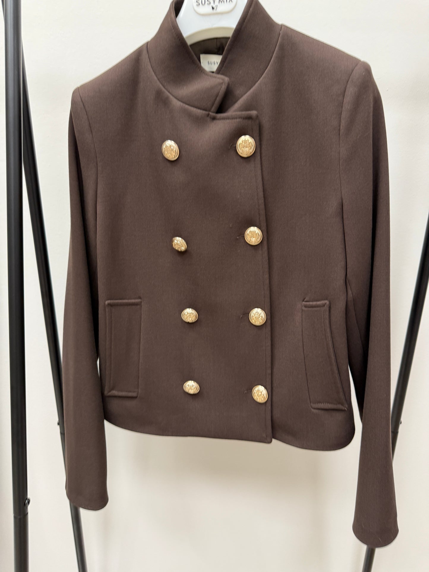Cappotto corto doppiopetto Moro