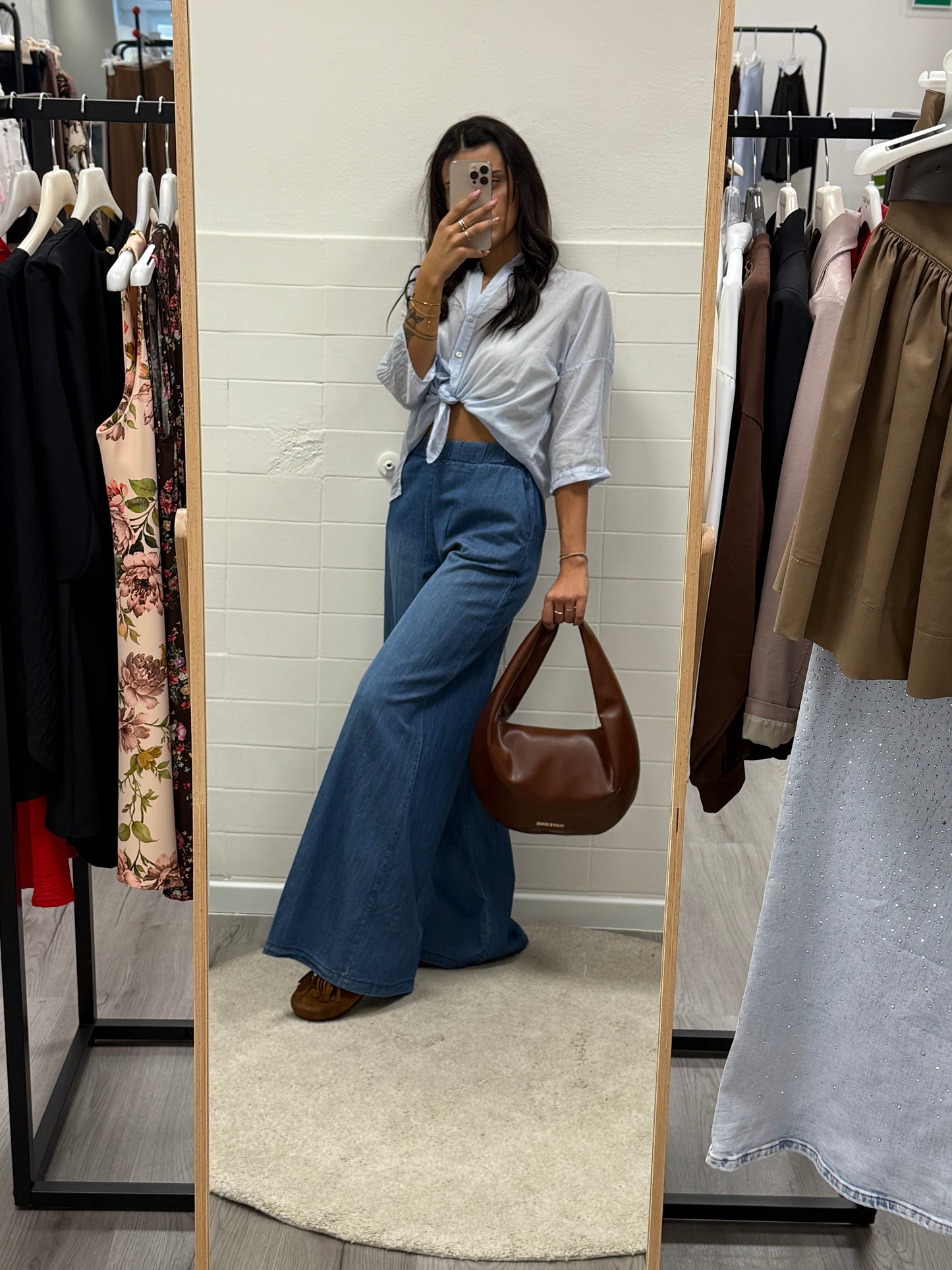 Susy Mix Pantalone Palazzo in Chambray