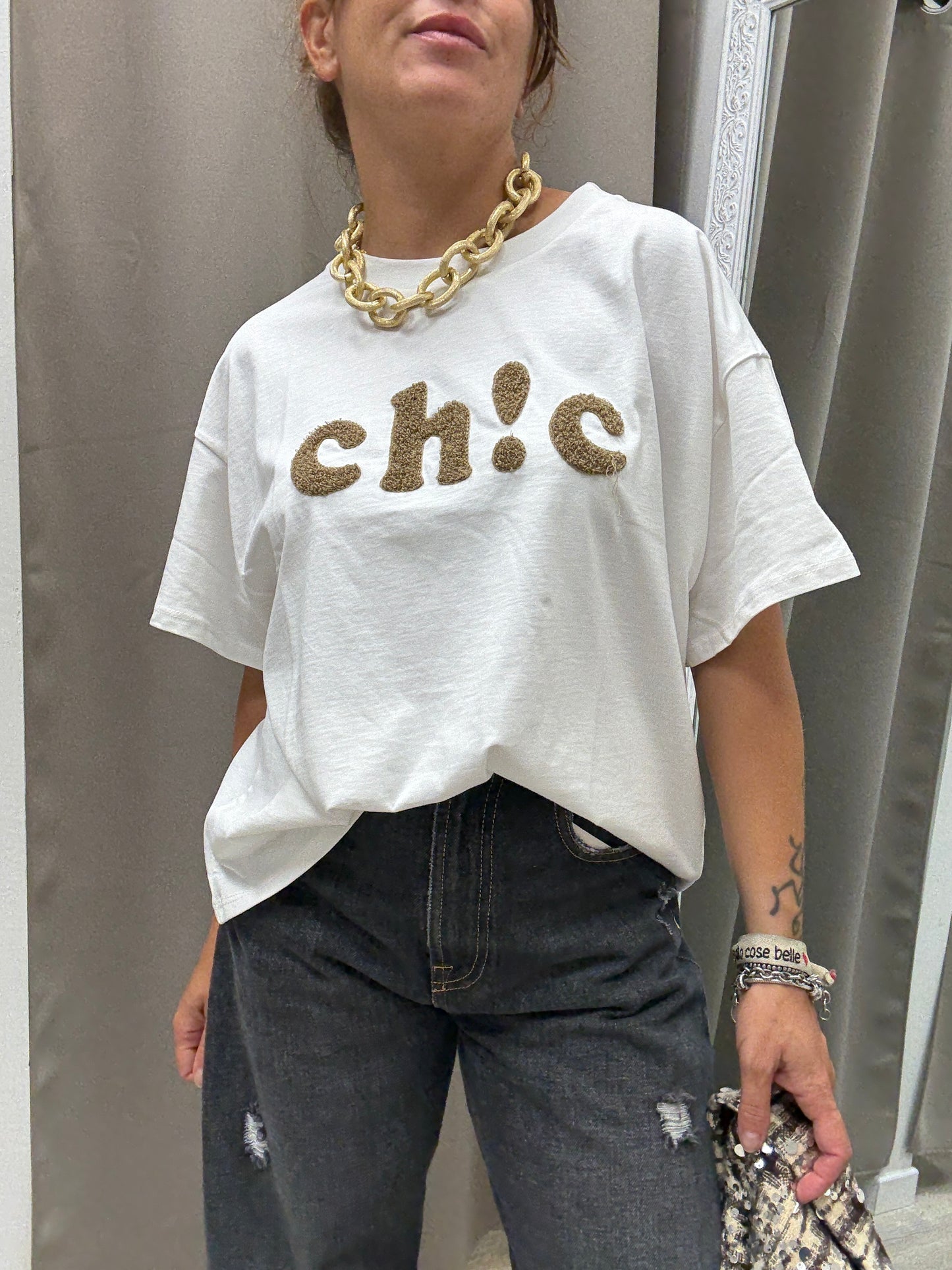 T-shirt Chic Susy Mix Bianco