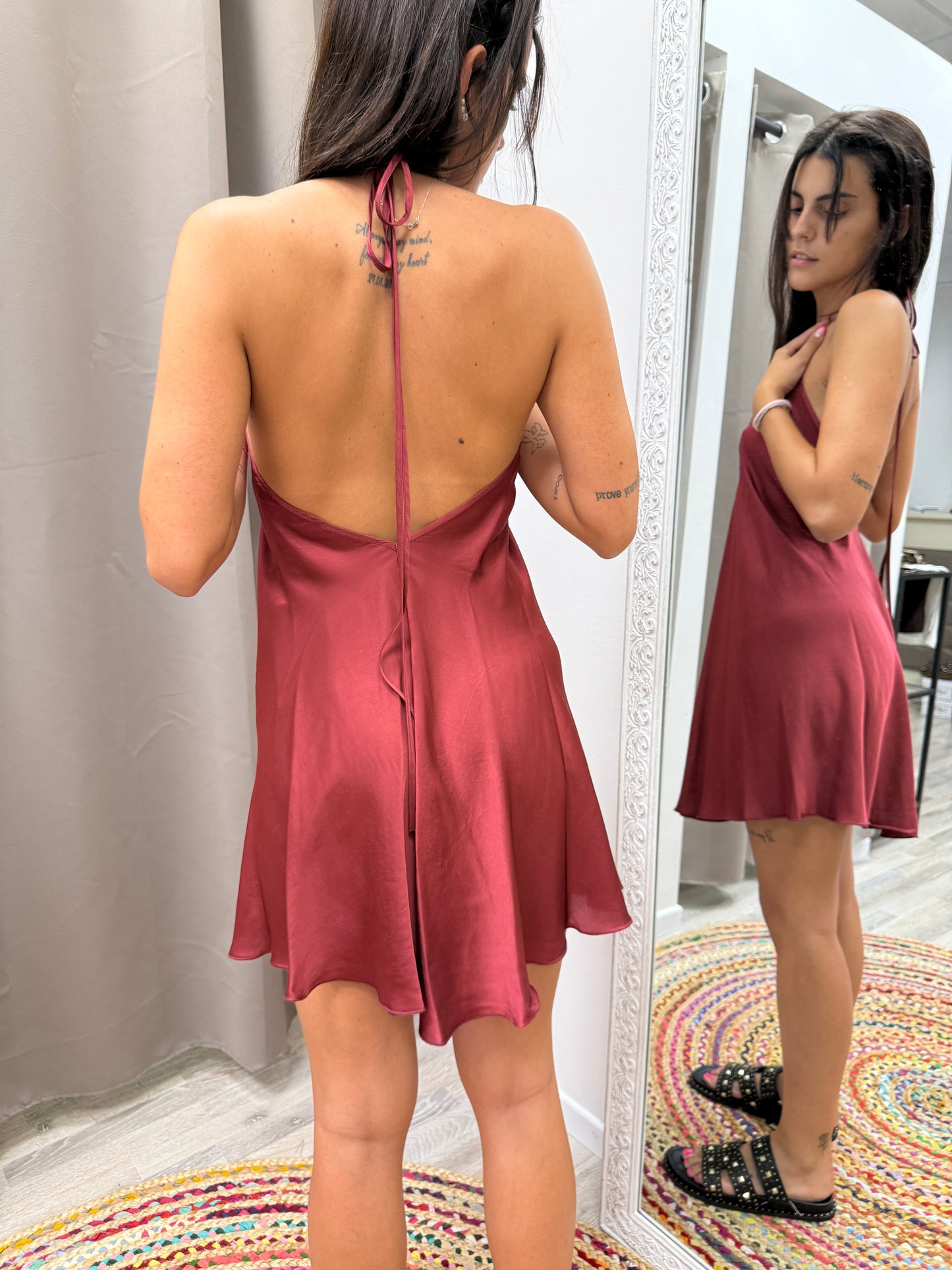 HaveOne Abito Fazzoletto Corto Rosso India