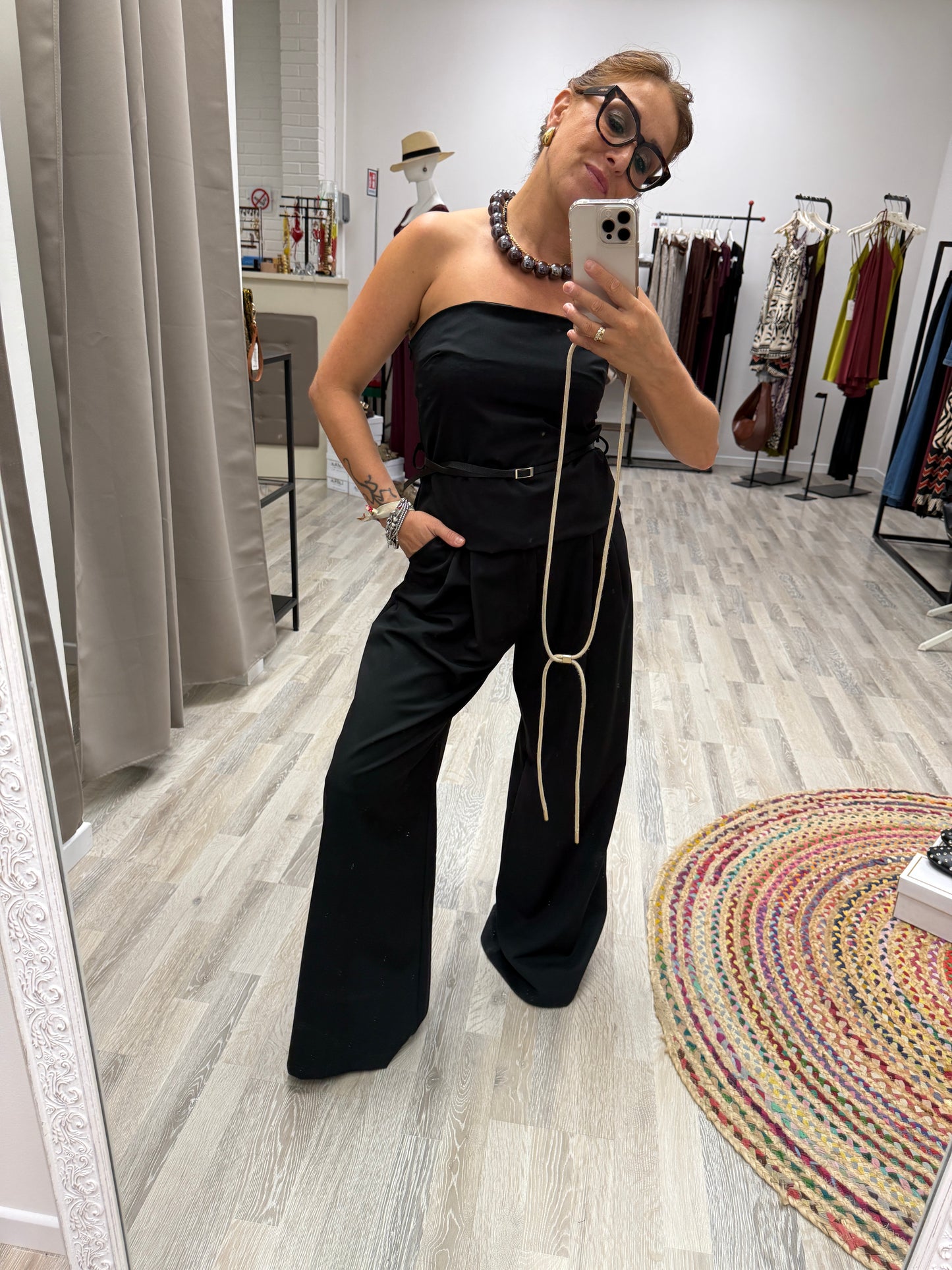 My D Completo nero con Top e Pantalone Palazzo