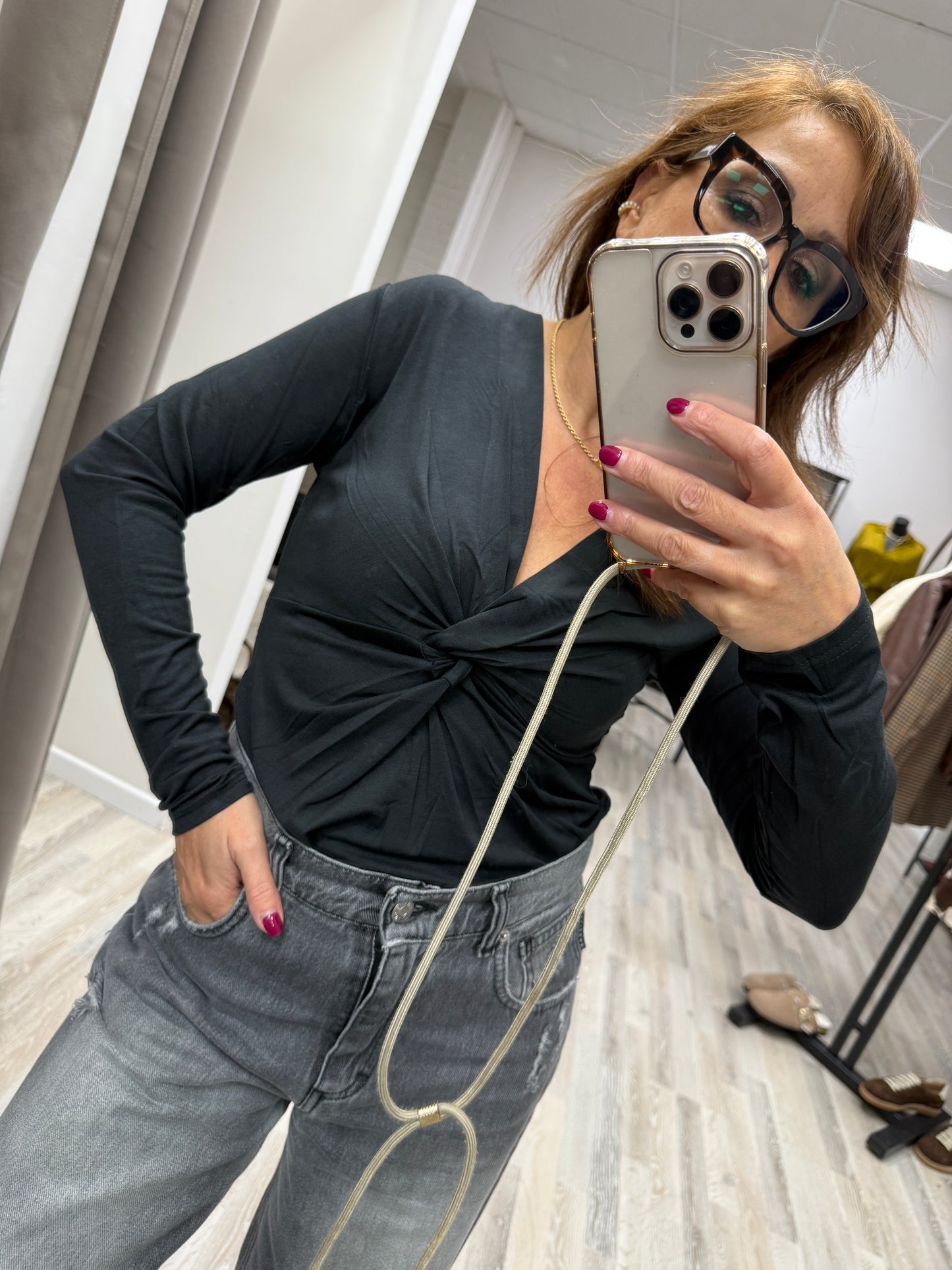 Maglia con nodo nero Susy Mix