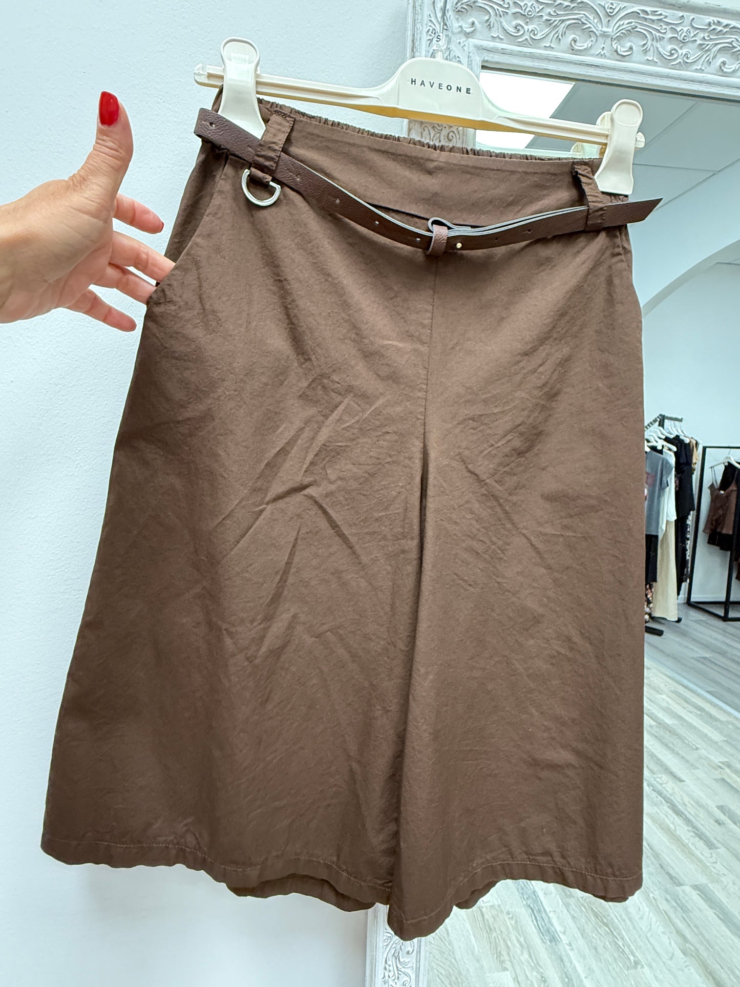 Bermuda cotone con cintura moro Haveone