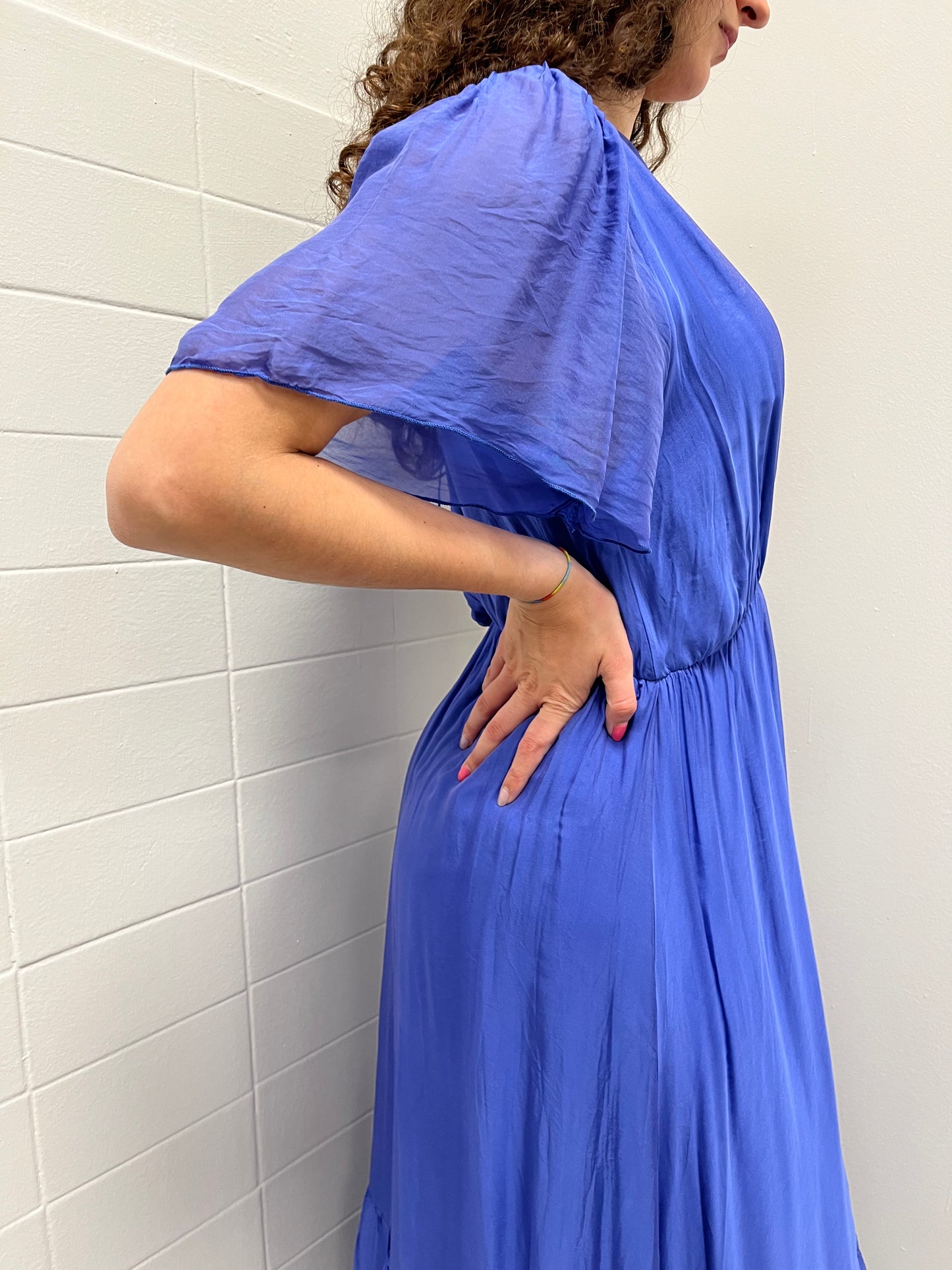 Haveone Abito in seta Scollo a V Blu