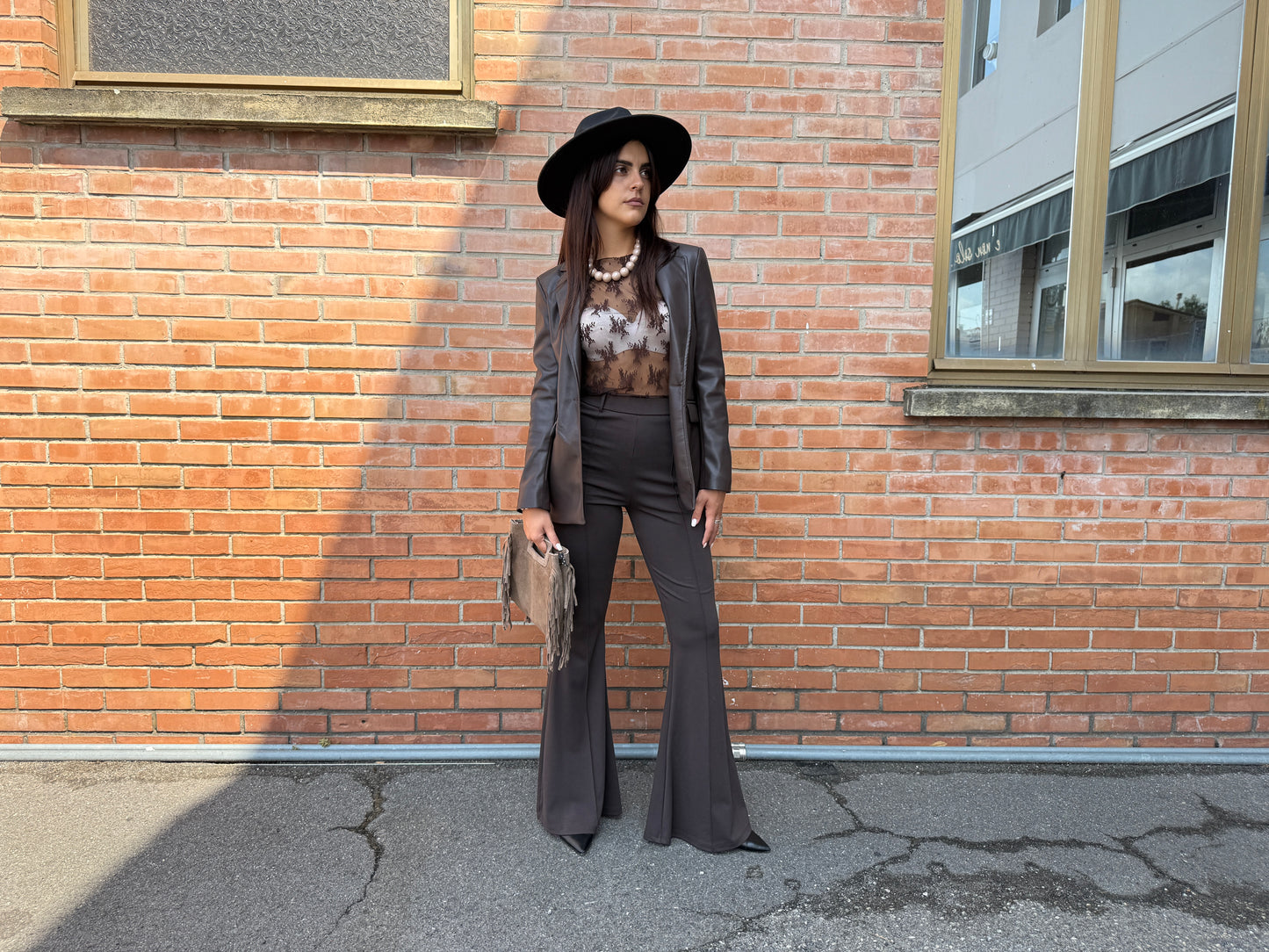 Susy Mix Giacca in Ecopelle sfiancata Moro