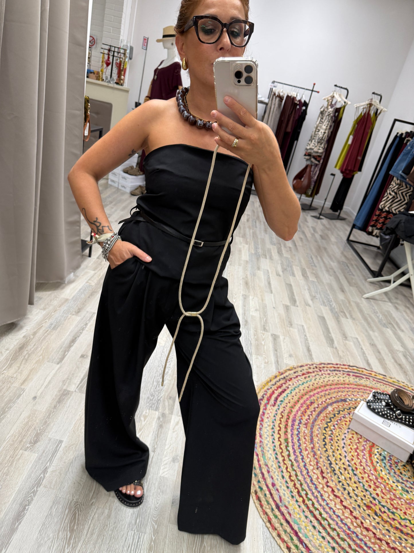 My D Completo nero con Top e Pantalone Palazzo