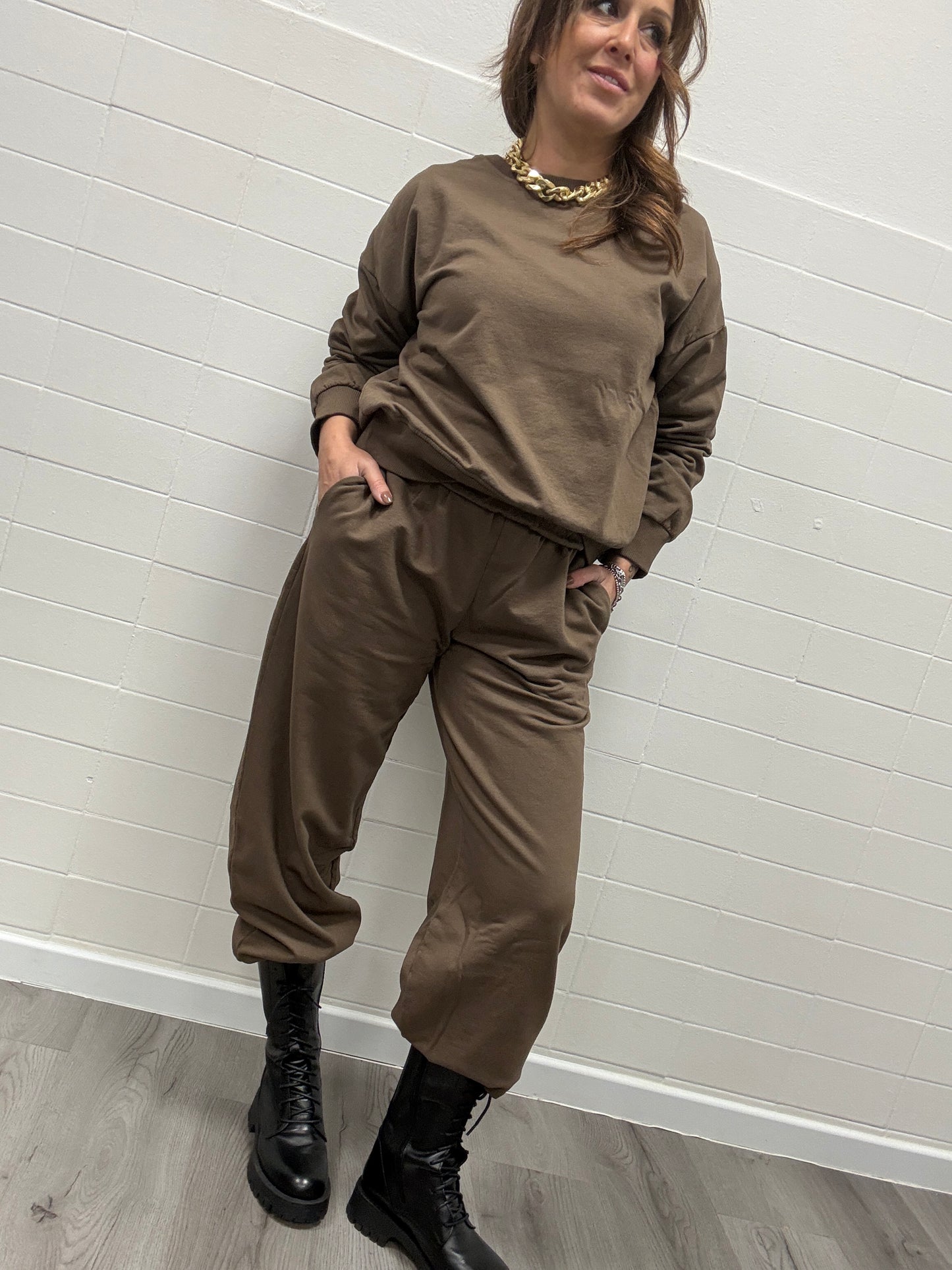 Tuta coordinato felpa + pantalone moro