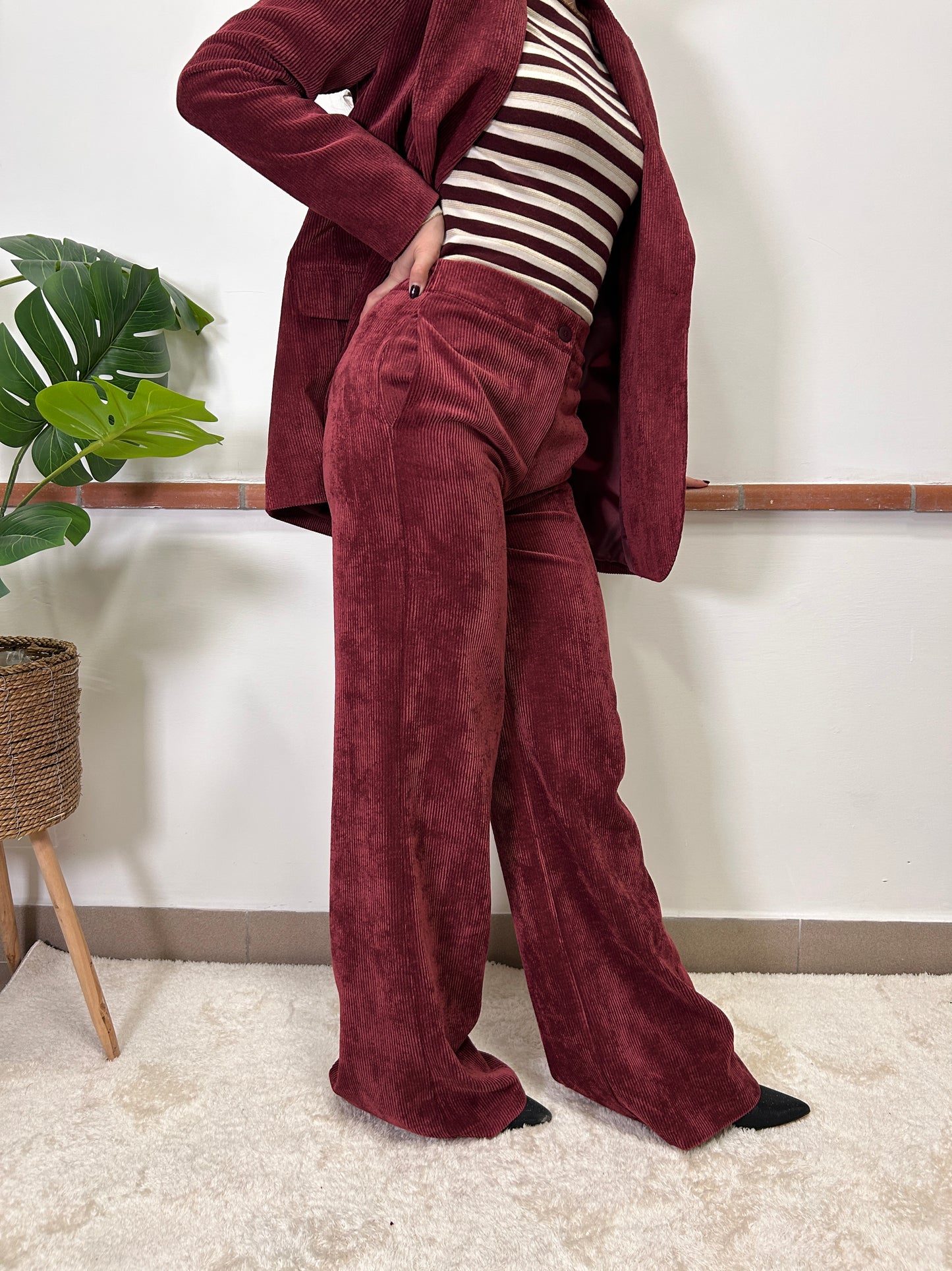 Pantaloni palazzo in velluto costine Susy mix