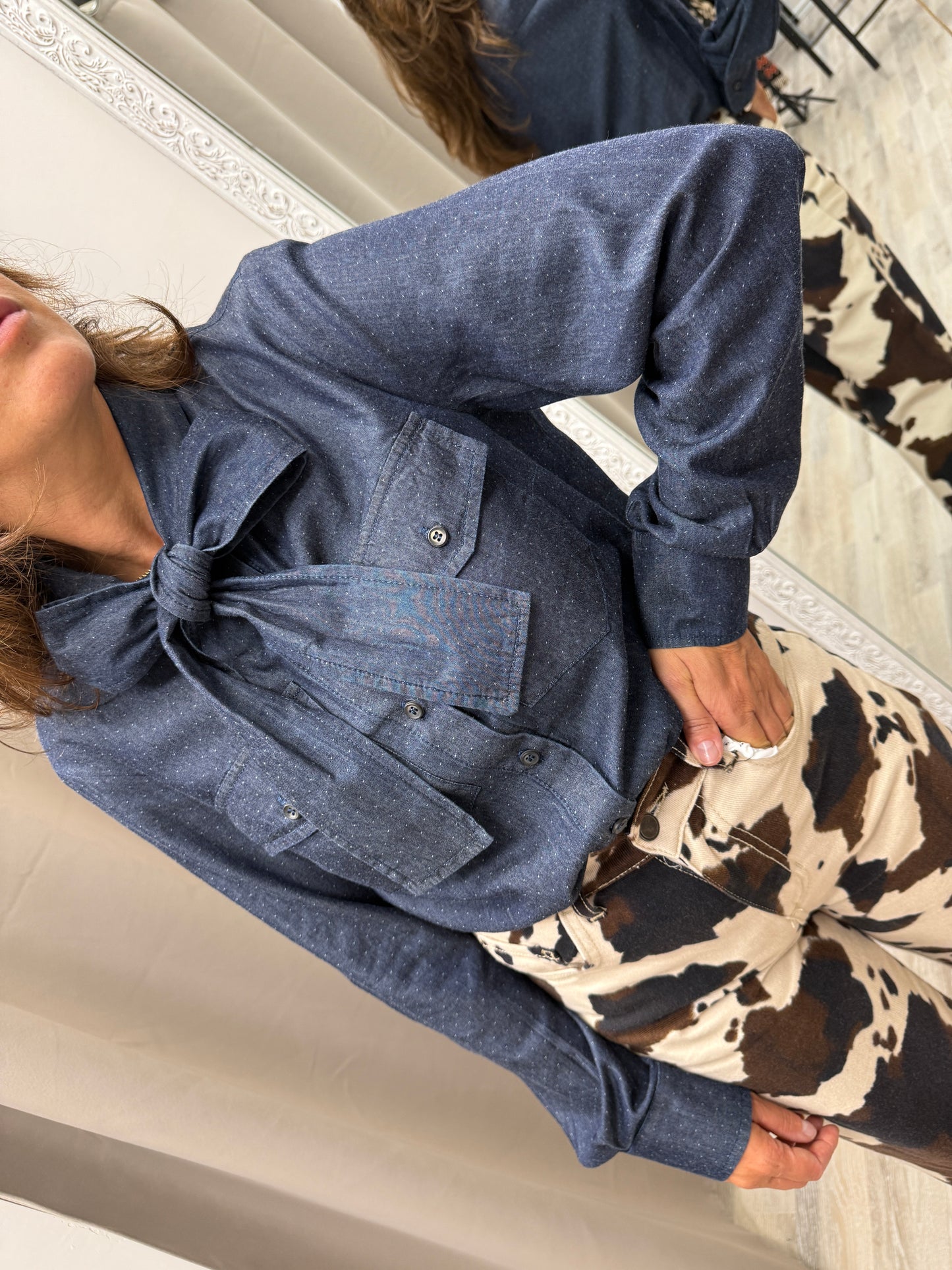 Susy Mix Camicia Chambray con Fiocco