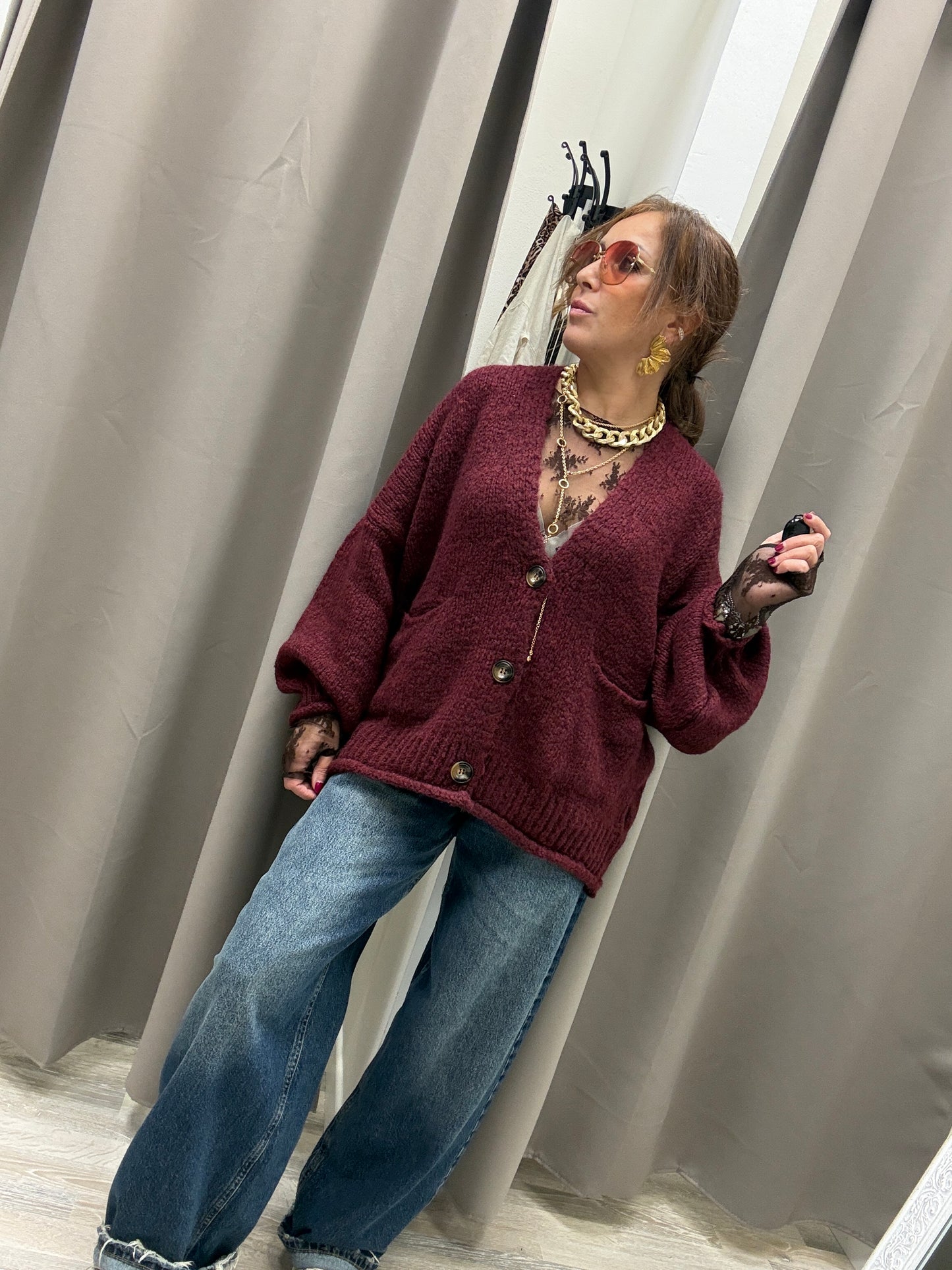 Cardigan Tre Bottoni HaveOne Vino
