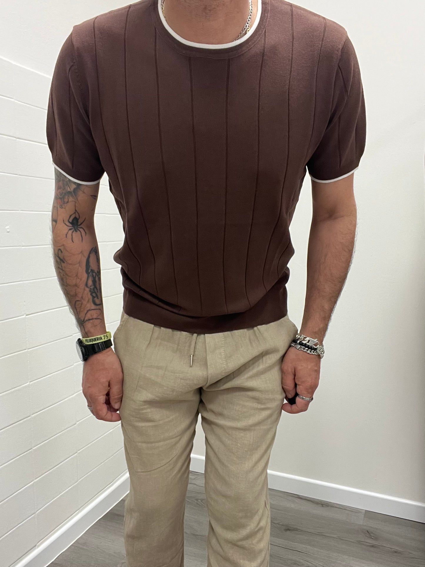 7x8 FLR Maglia in Filo con Bordi a Contrasto