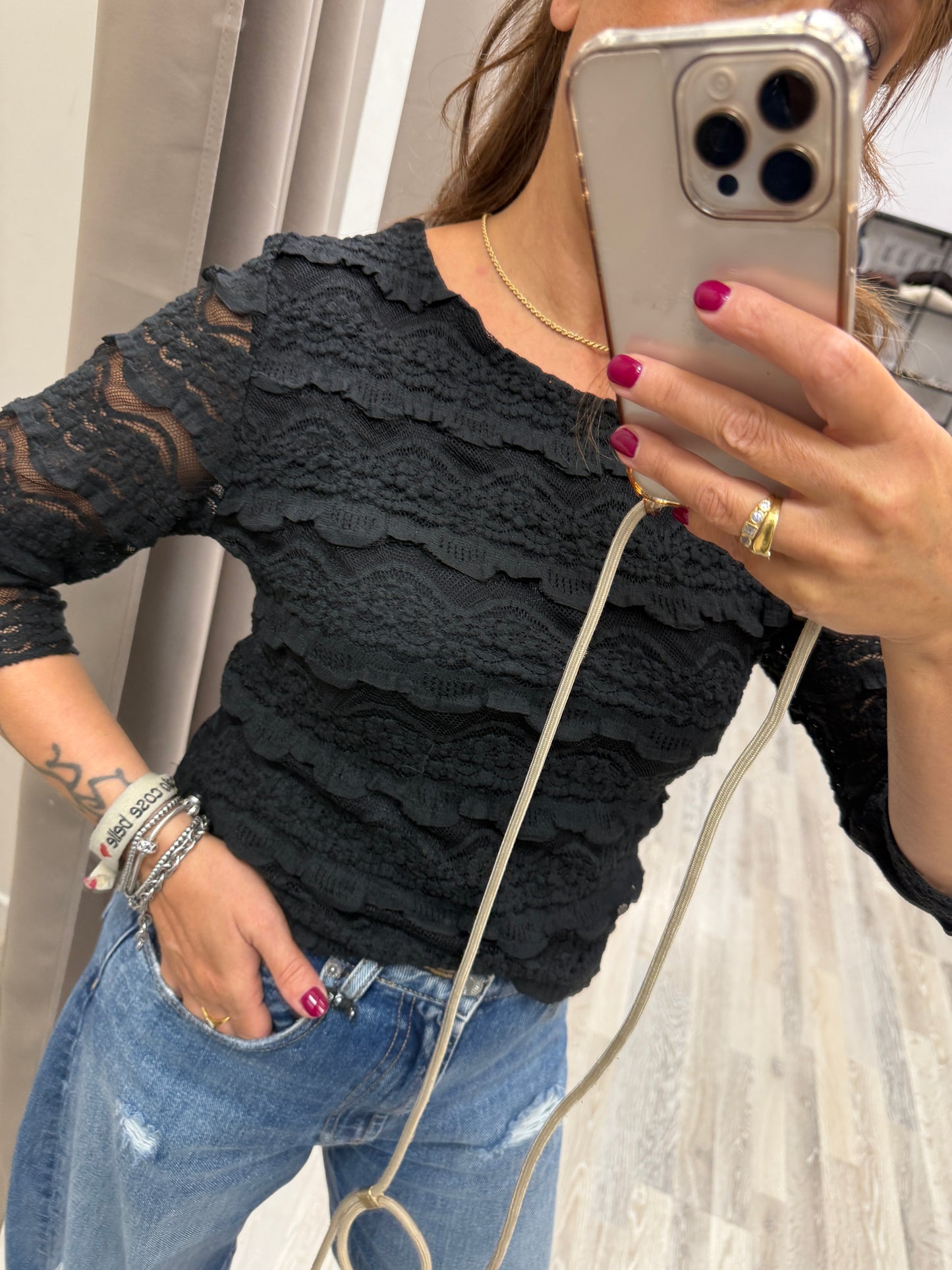 Maglia pizzo manica 3/4 Susy Mix