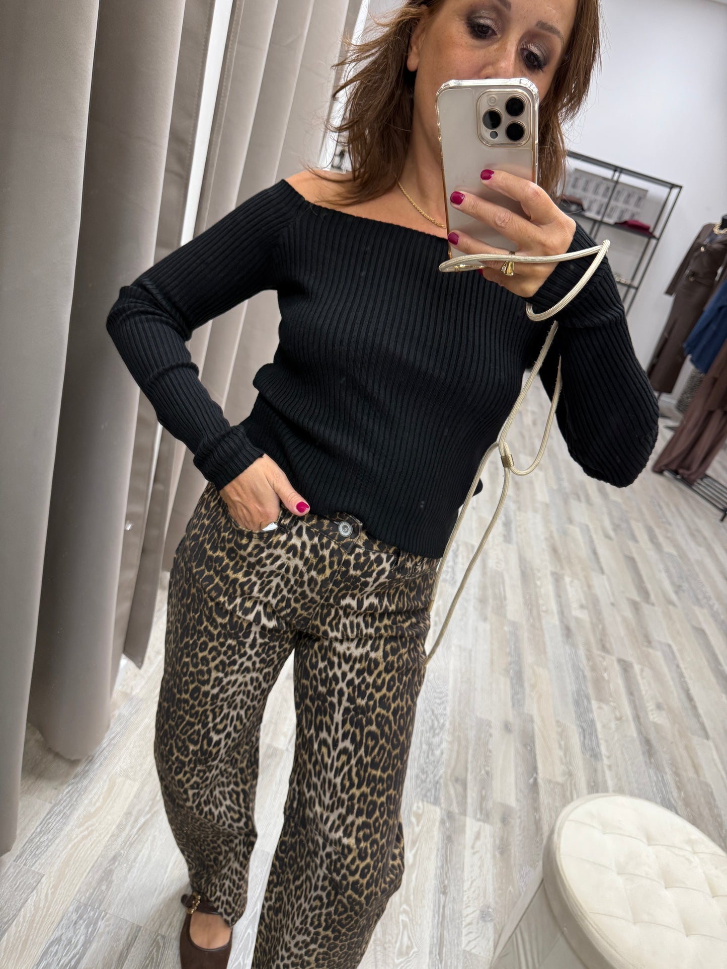Maglia scollo shiffer Susy Mix nero