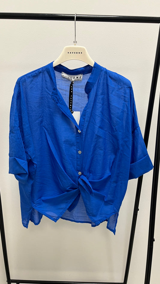 Camicia Mussola di Cotone Blu Royal HaveOne