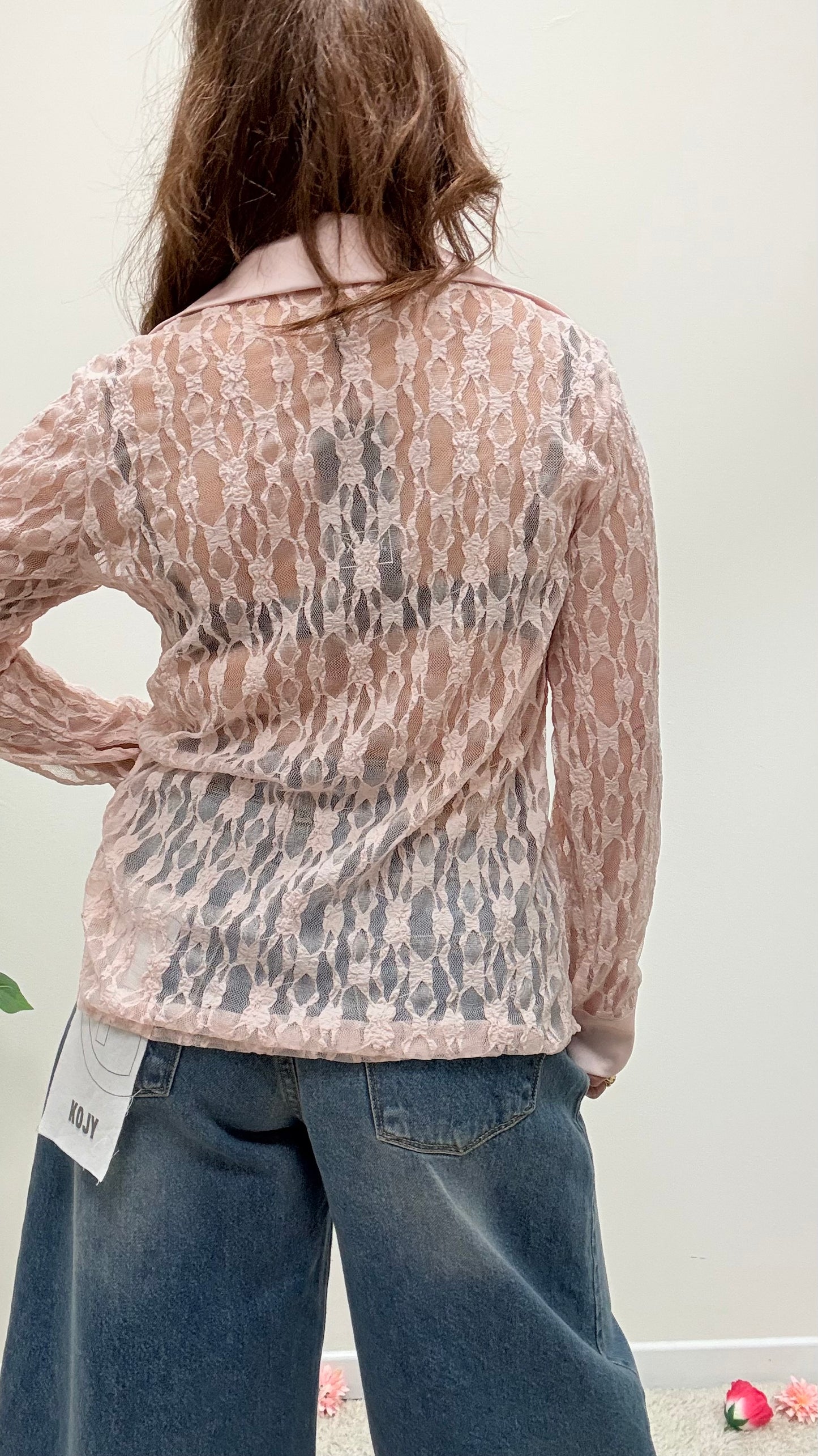 Camicia pizzo e raso Extasy rosa