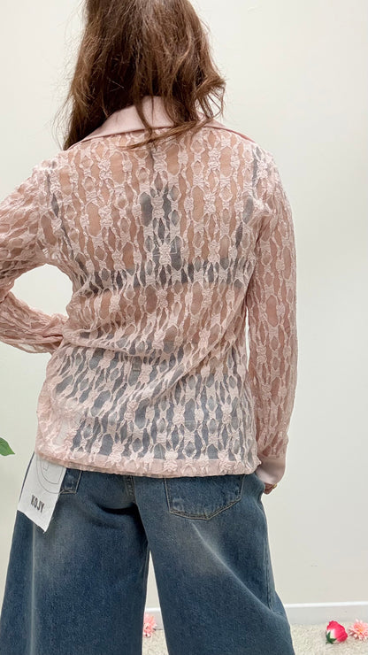 Camicia pizzo e raso Extasy rosa