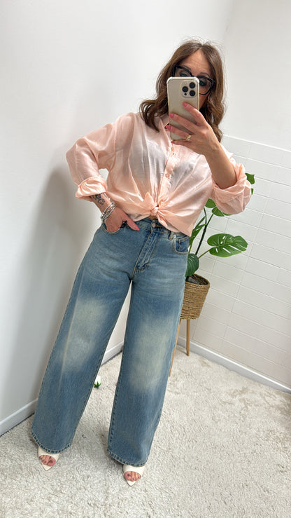 Camicia coreana nodo Extasy cipria