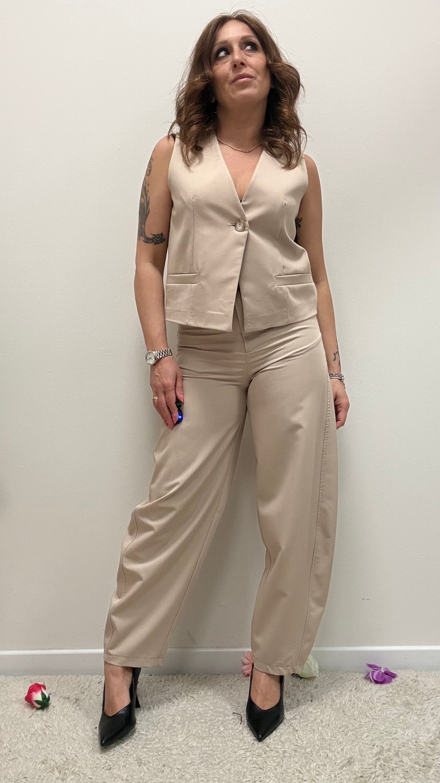 Completo gilet+pantaloni Haveone beige