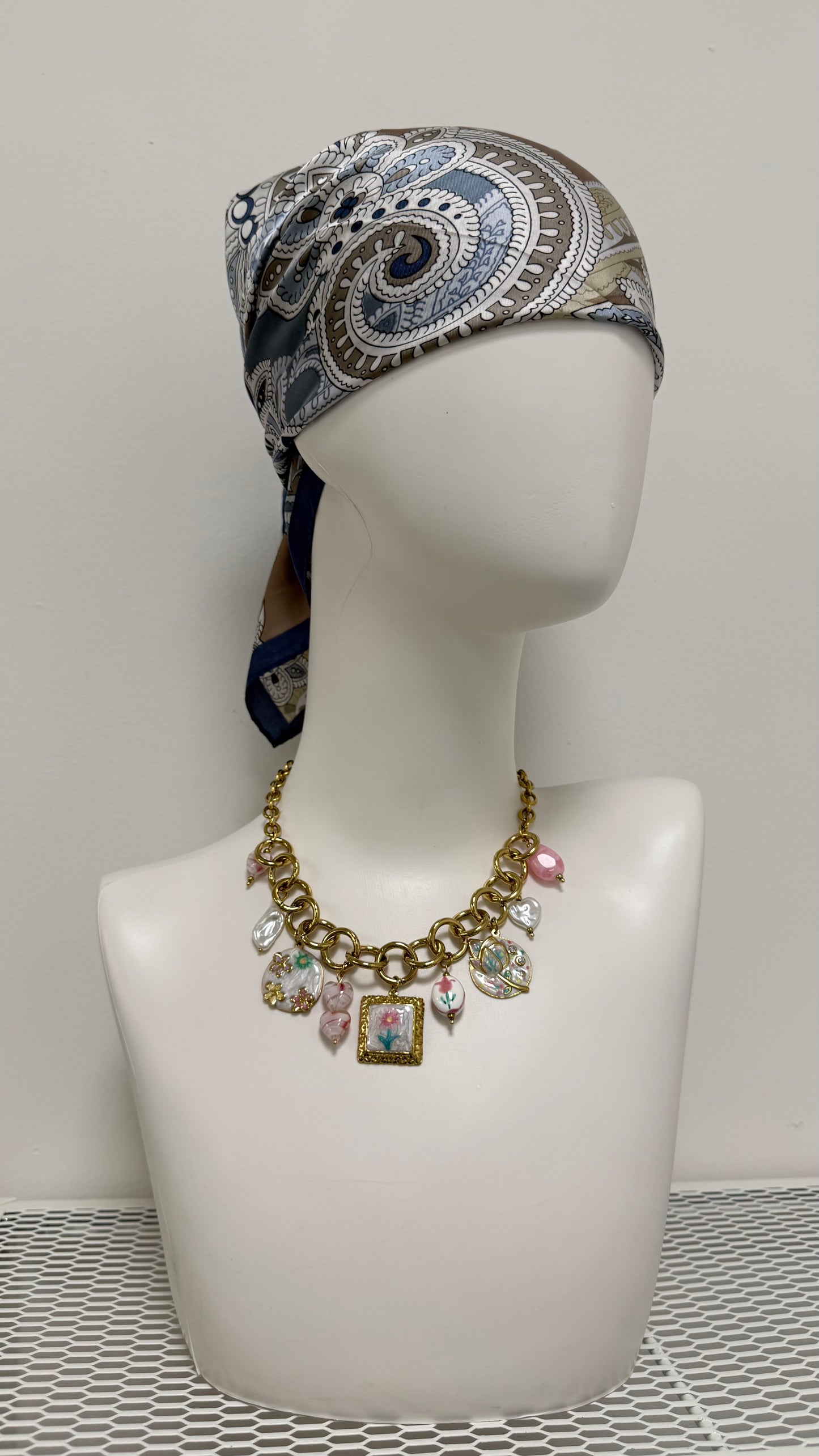 Collana charms ceramica Fiore rosa Memoire