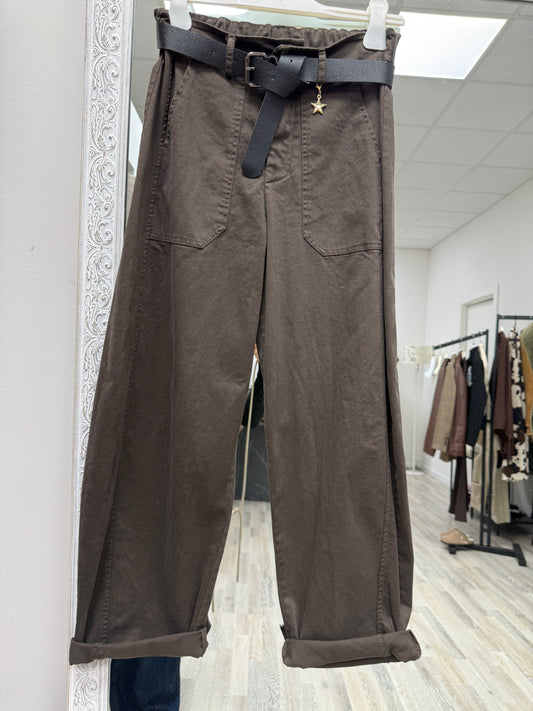 Pantaloni ovetto con cintura moro Susy Mix